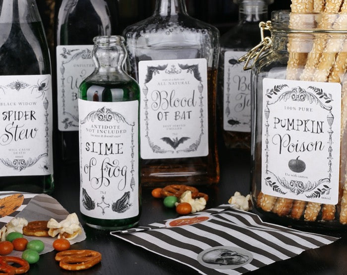 Halloween Drink Label Stickers. Decorative Stickers designed by Making Meadows