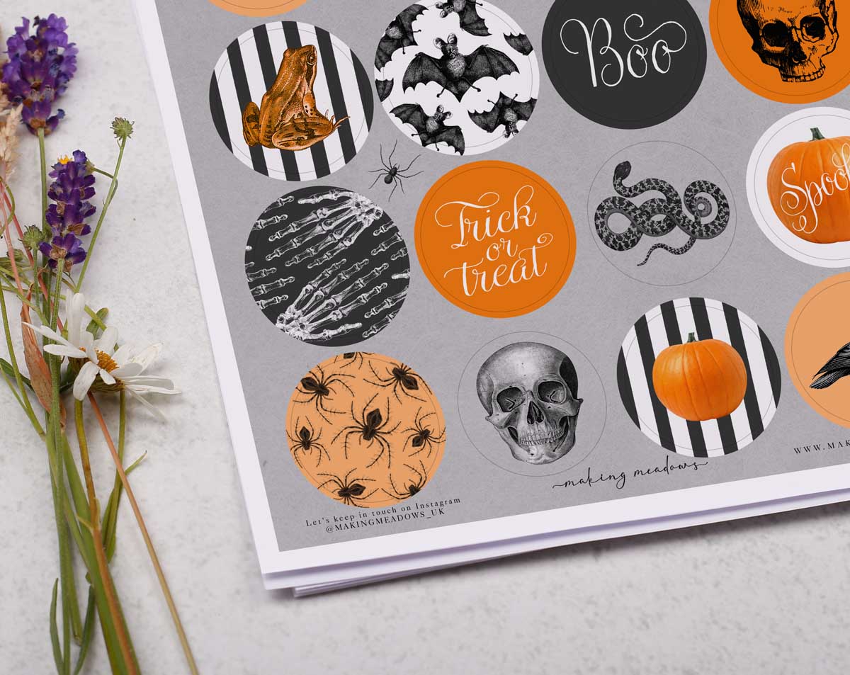 Halloween Sticker Sheet. Decorative Stickers designed by Making Meadows