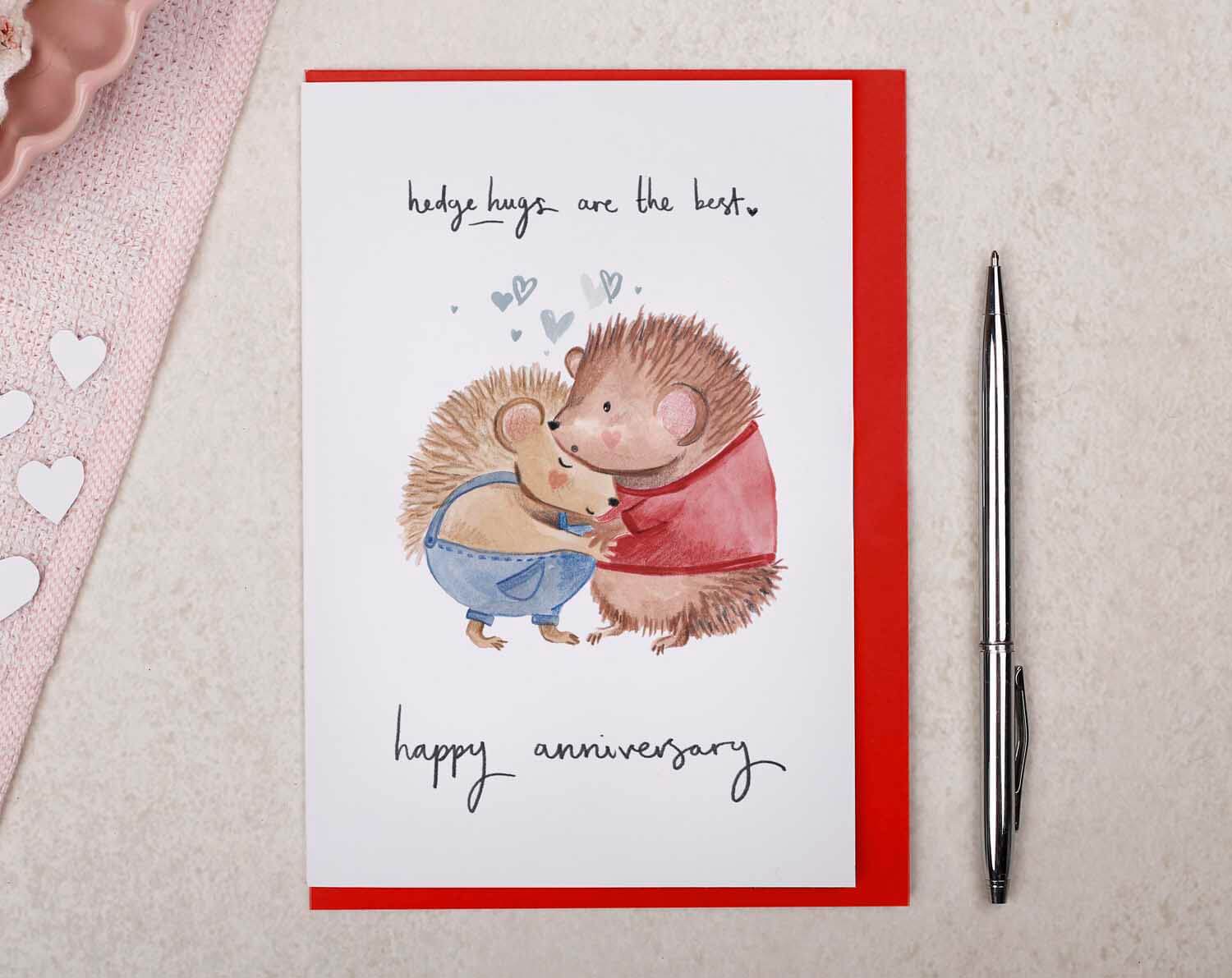 Hedgehog Anniversary Card. Greeting Cards designed by Making Meadows