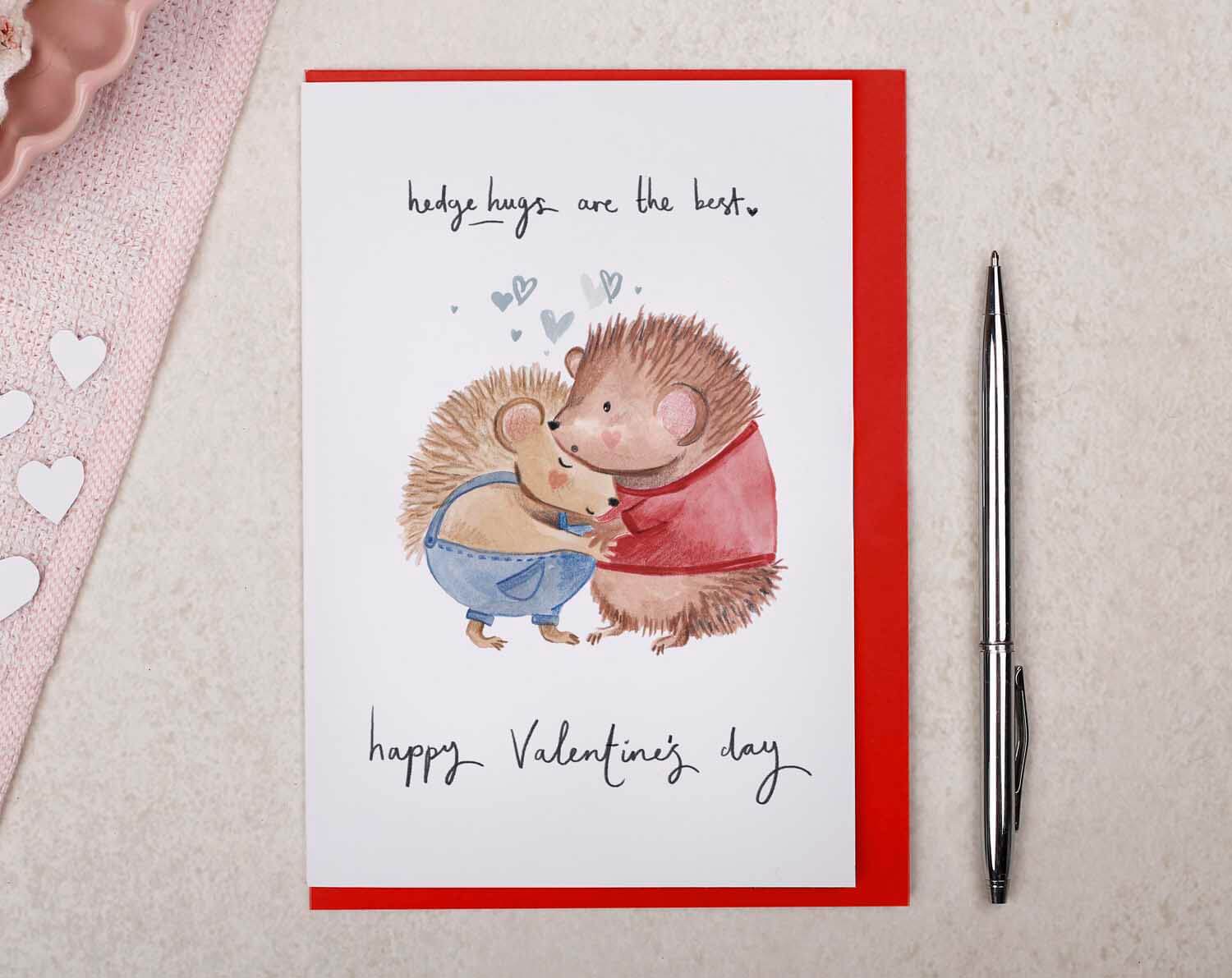 Hedgehog Valentine Card. Greeting Cards designed by Making Meadows