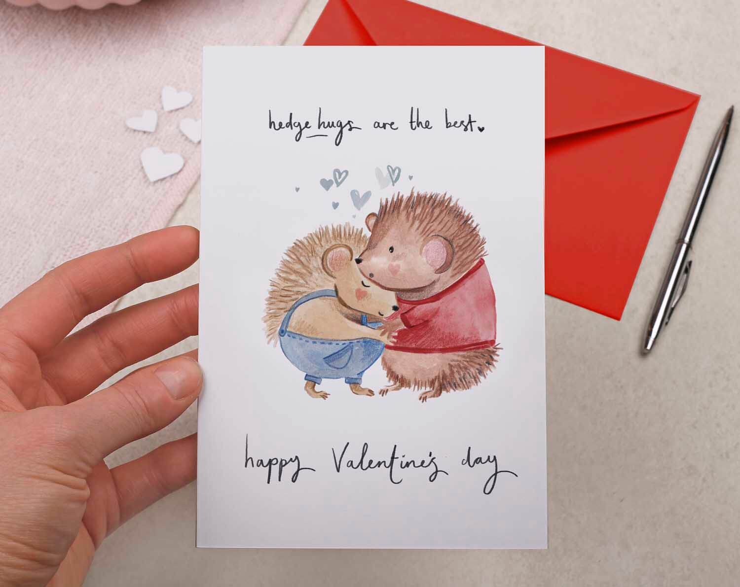 Hedgehog Valentine Card. Greeting Cards designed by Making Meadows