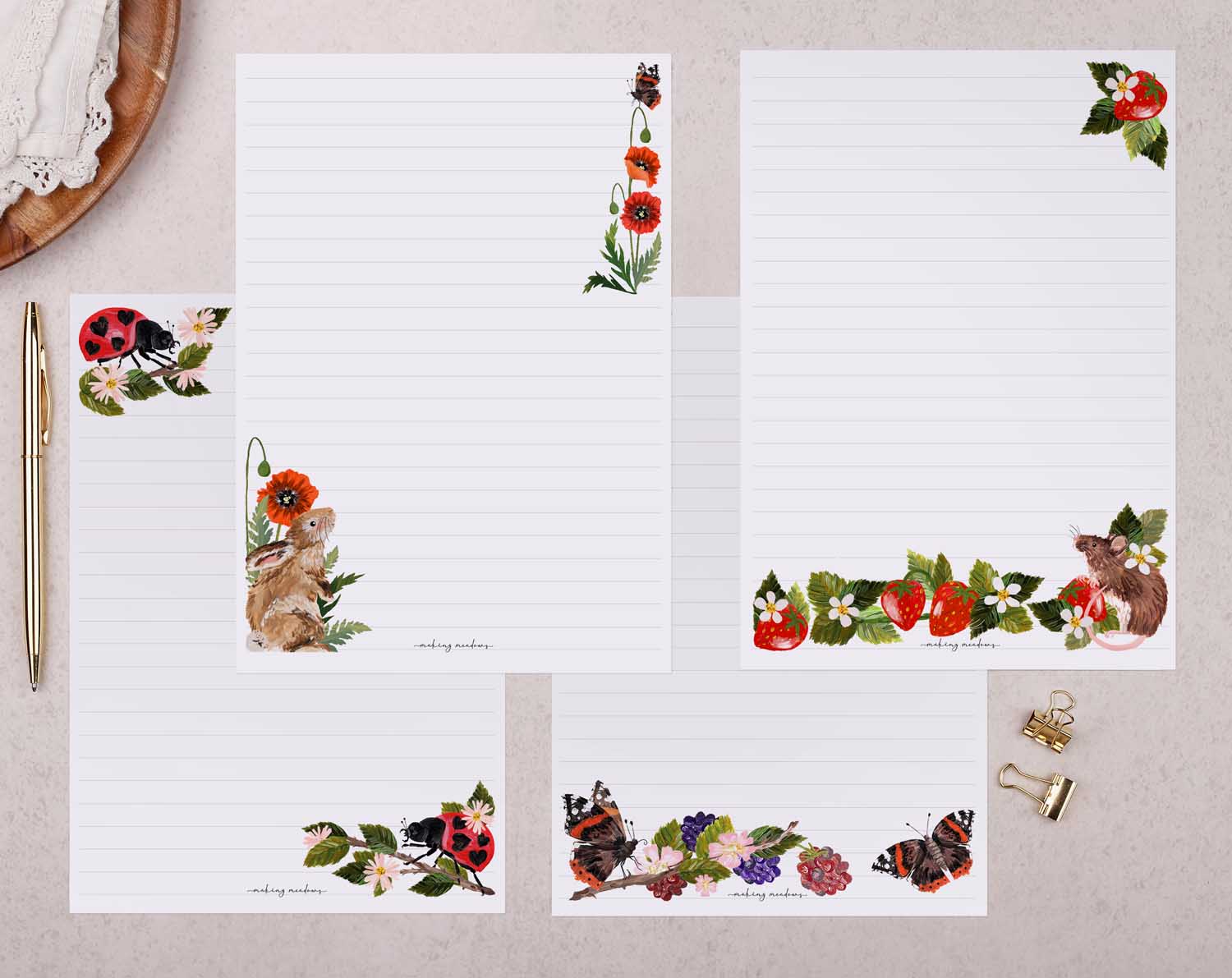 Hedgerow Animals Writing Paper Gift Box. Stationery designed by Making Meadows