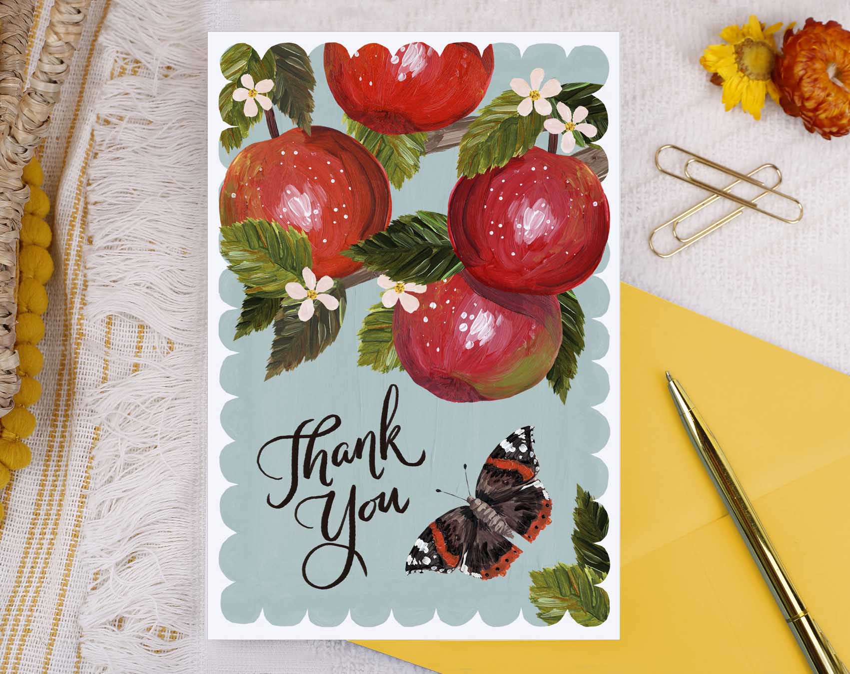 Hedgerow Butterfly Thank You Card. Greeting & Note Cards designed by Making Meadows
