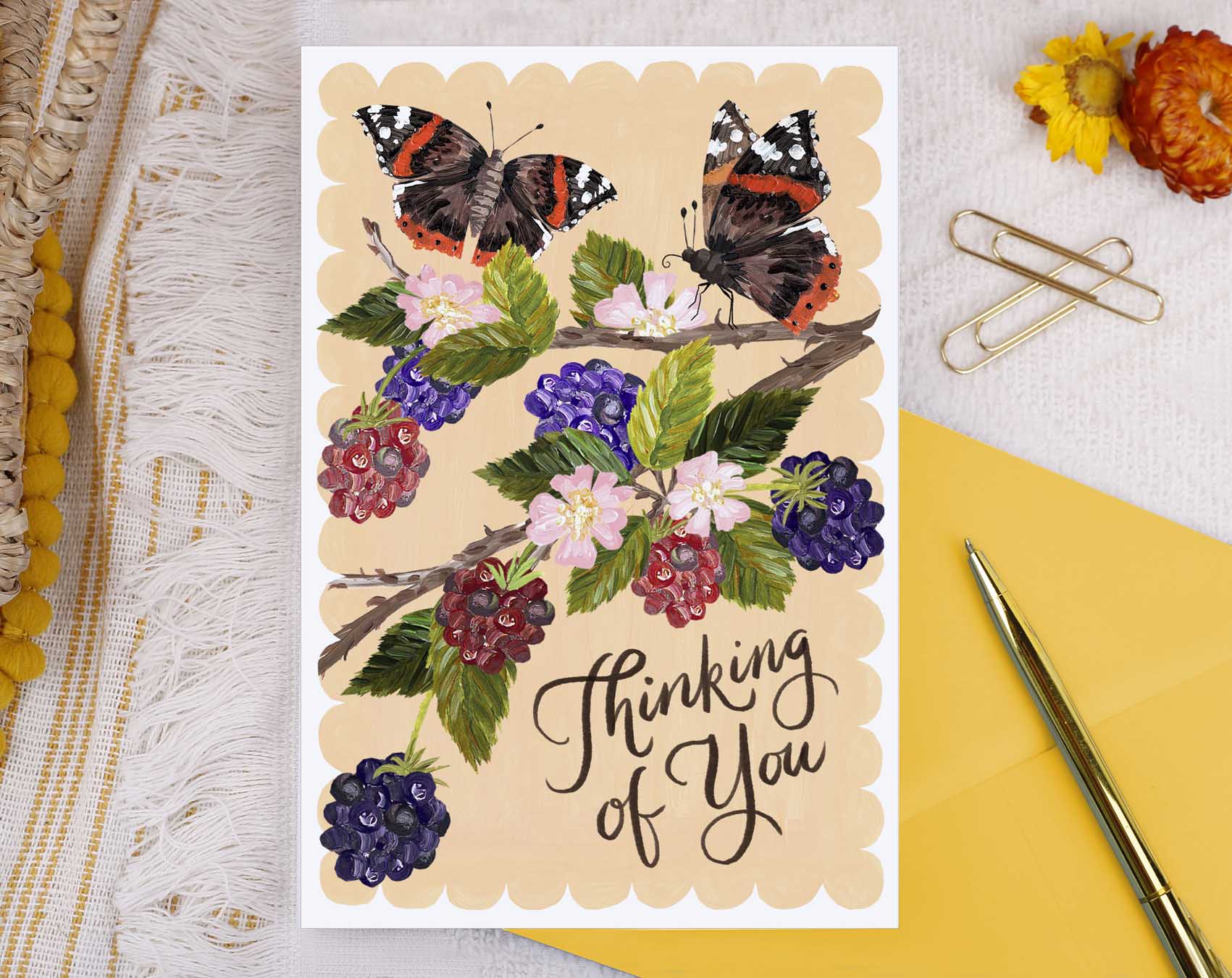 Hedgerow Butterfly Thinking Of You Card. Greeting & Note Cards designed by Making Meadows