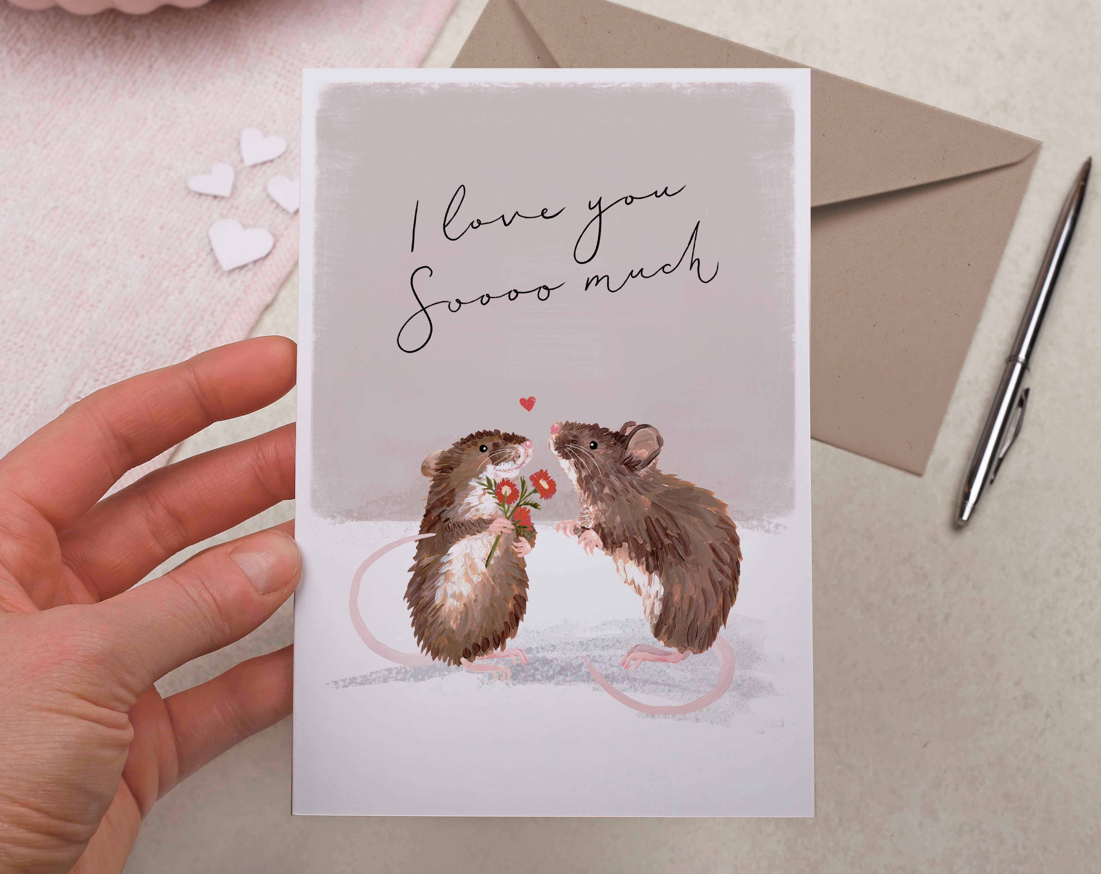 I Love You Mouse Valentine Card. Greeting & Note Cards designed by Making Meadows