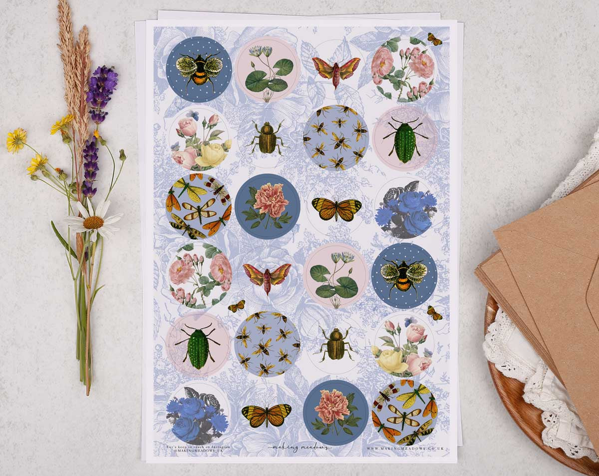 Insect Sticker Sheet. Decorative Stickers designed by Making Meadows