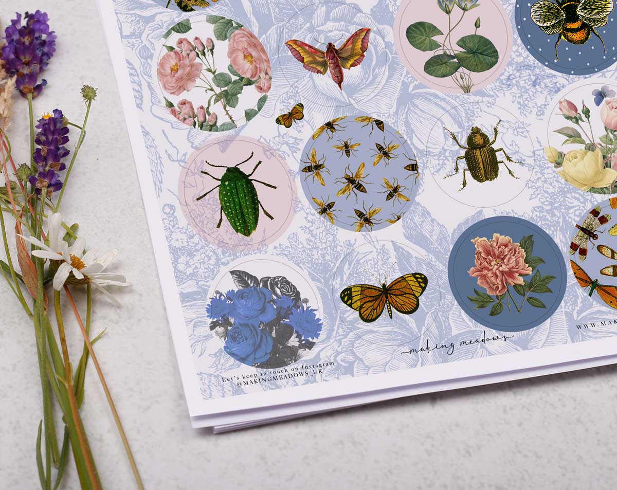 Insect Sticker Sheet. Decorative Stickers designed by Making Meadows