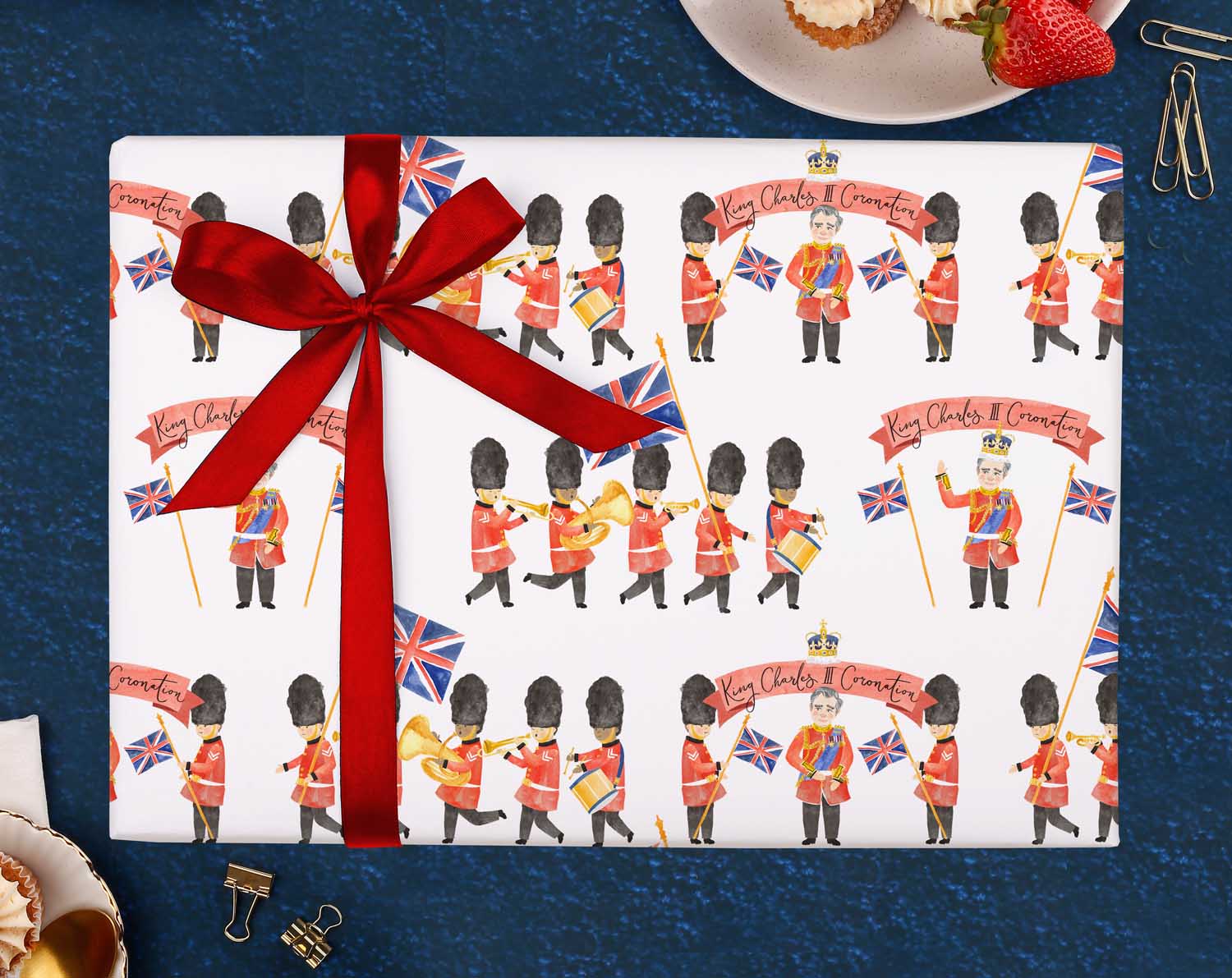 King Charles Coronation Wrapping Paper. Wrapping Paper designed by Making Meadows