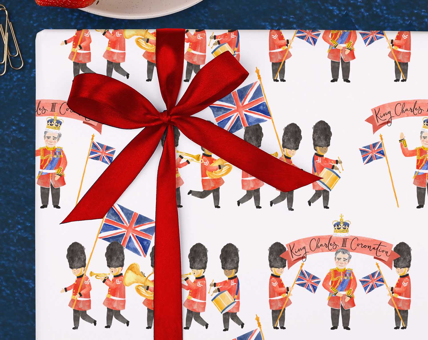 King Charles Coronation Wrapping Paper. Wrapping Paper designed by Making Meadows