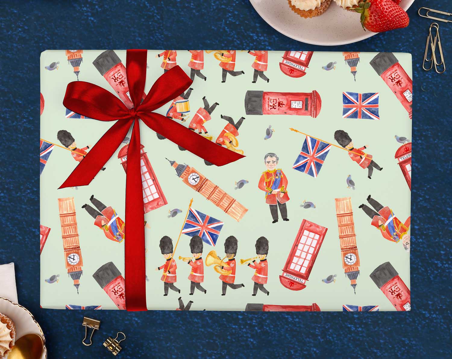 King Charles In London Wrapping Paper. Wrapping Paper designed by Making Meadows