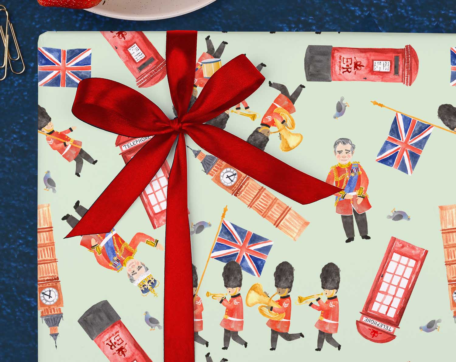 King Charles In London Wrapping Paper. Wrapping Paper designed by Making Meadows