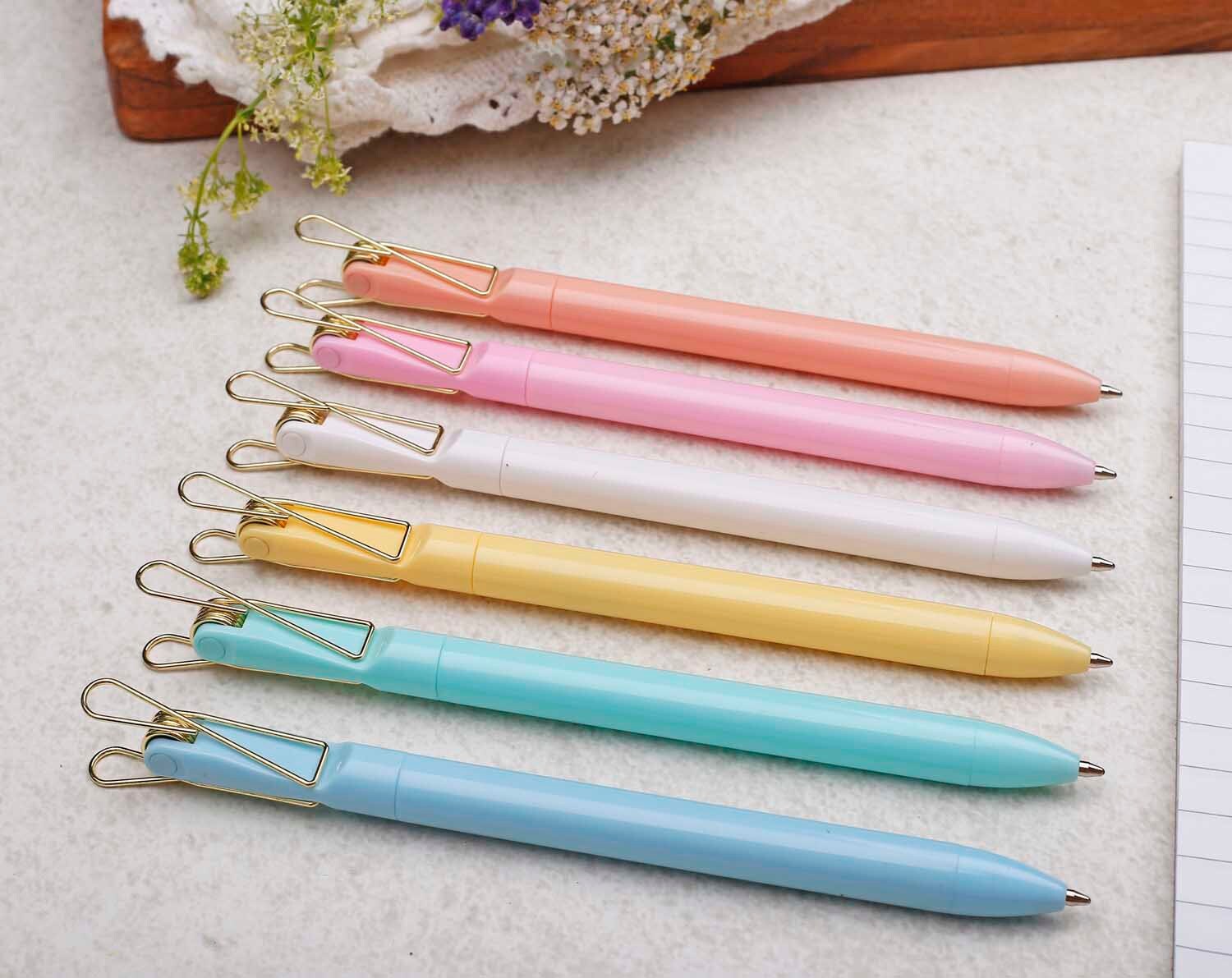 Light Green Ballpoint Pen With Gold Clip. Pens designed by Making Meadows