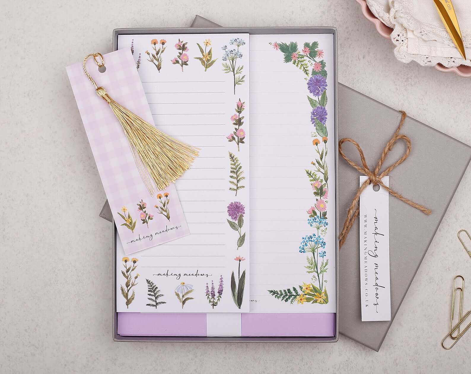Lilac Floral Stationery Box. Notebooks & Notepads designed by Making Meadows