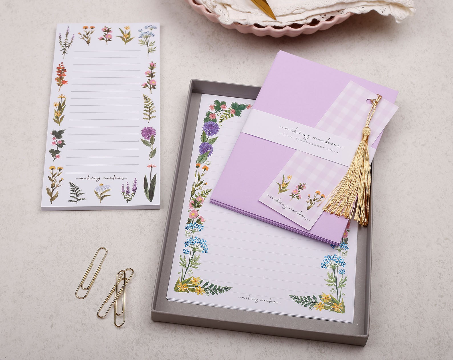 Lilac Floral Stationery Box. Notebooks & Notepads designed by Making Meadows