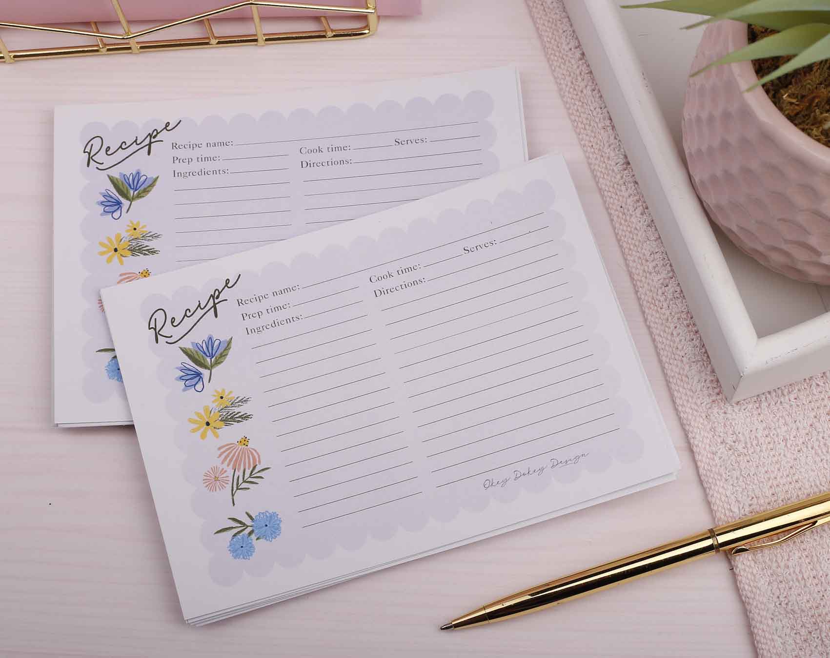 Lilac Scalloped Edge Recipe Cards. Recipe Card Boxes designed by Making Meadows