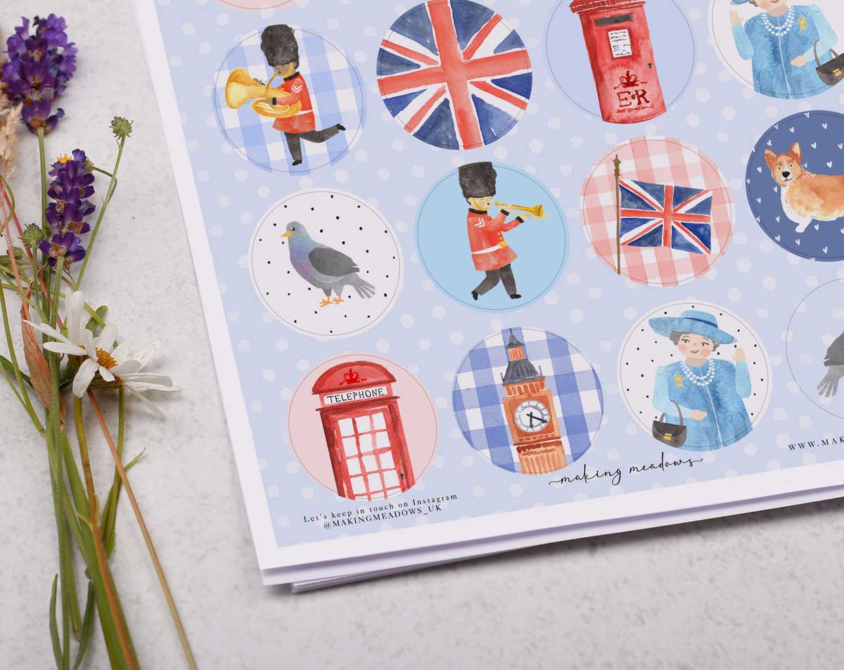 London Sticker Sheet. Decorative Stickers designed by Making Meadows