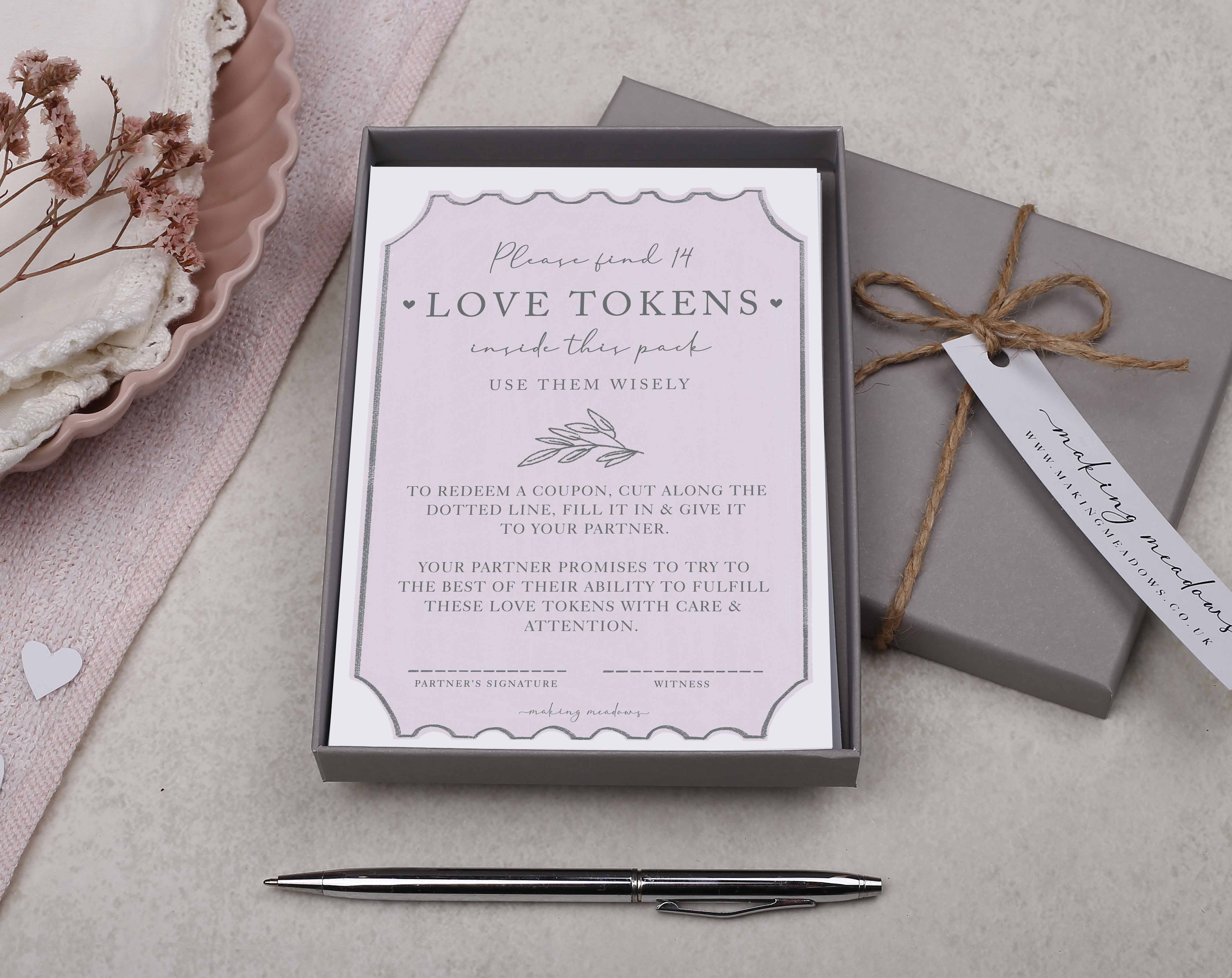 Love Tokens For Valentine & Anniversary. Stationery designed by Making Meadows