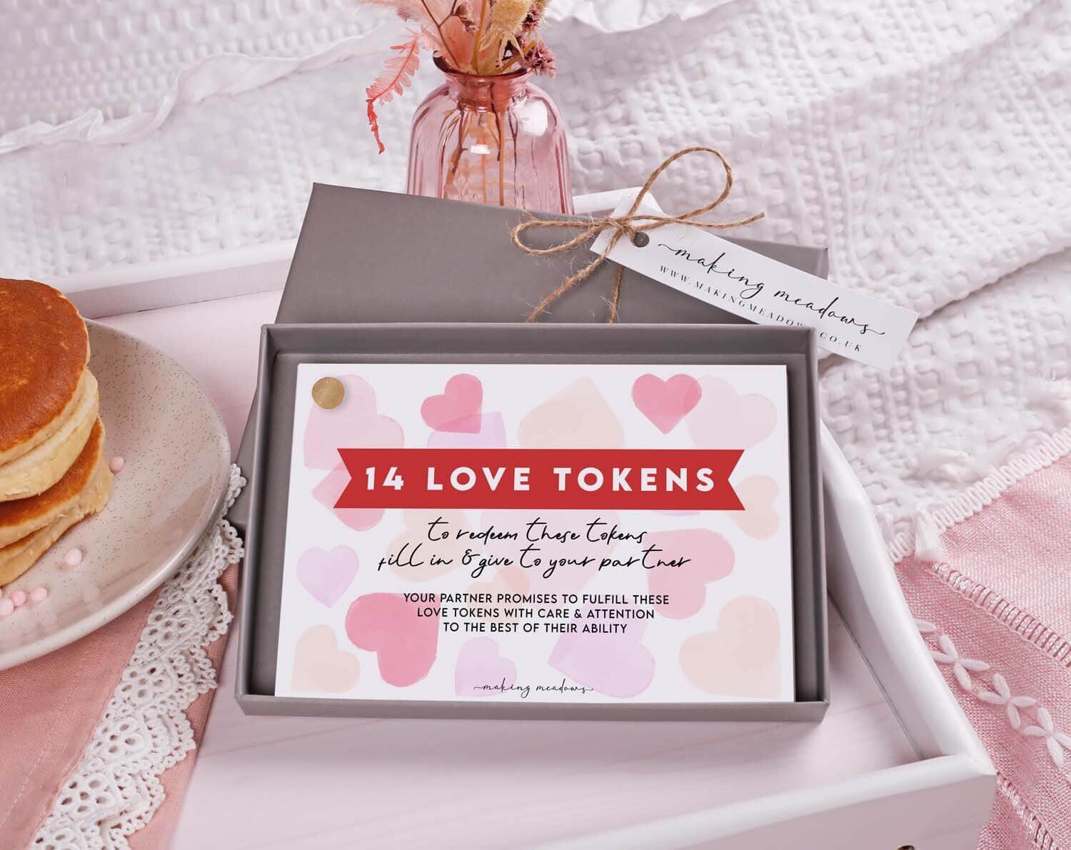 Love Tokens With Watercolour Hearts. Stationery designed by Making Meadows