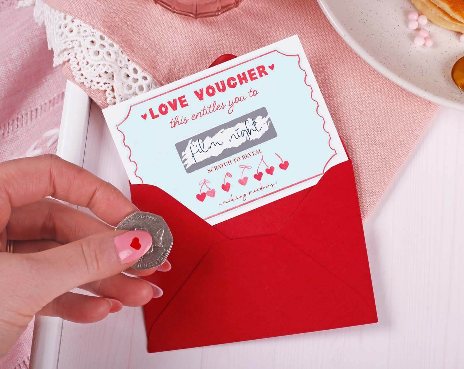 Love Vouchers With Scratch Off Surprise. Stationery designed by Making Meadows