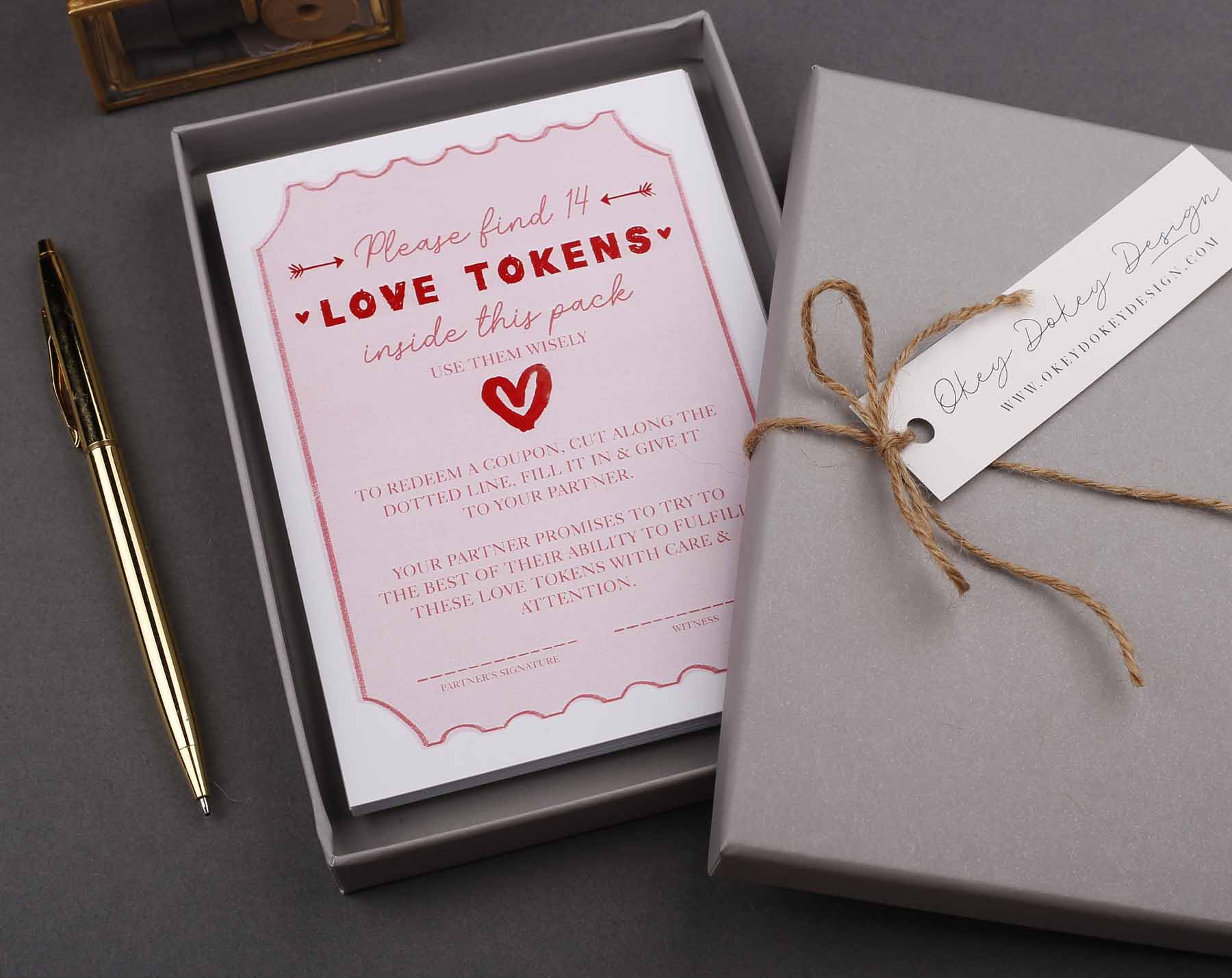 Love tokens with keepsake box. Card Games designed by Making Meadows