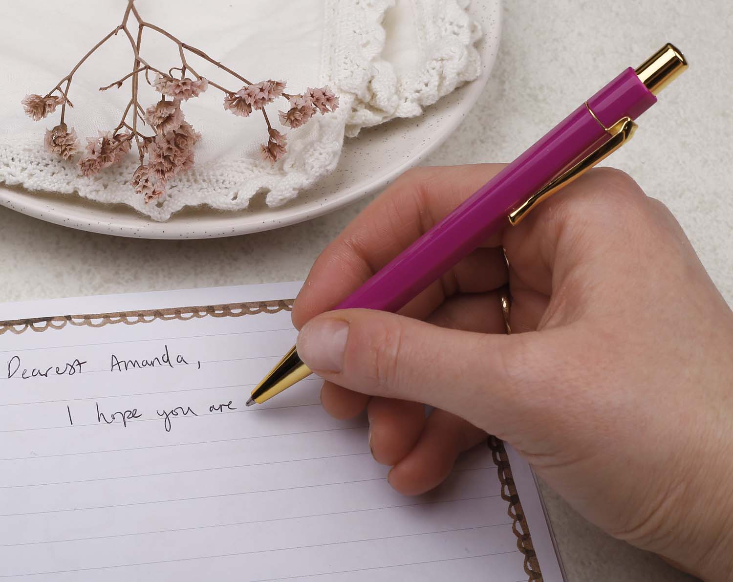 Magenta Pink & Gold Ballpoint Pen. Pens designed by Making Meadows