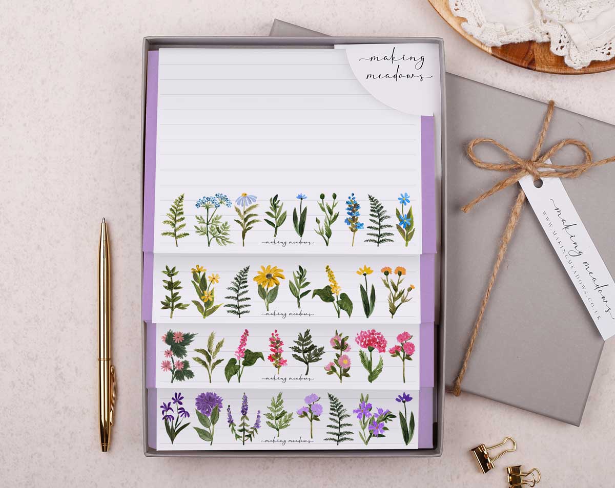 Meadow Flowers Writing Paper Gift Box. Stationery designed by Making Meadows
