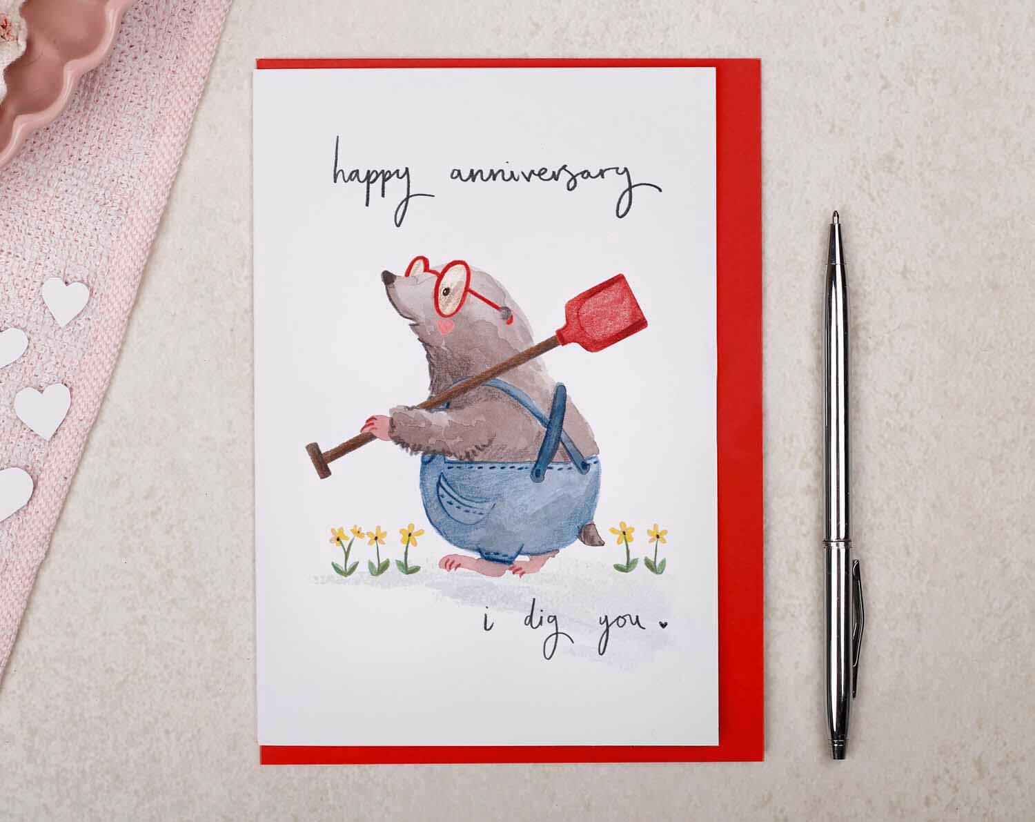 Mole Anniversary Card. Greeting Cards designed by Making Meadows