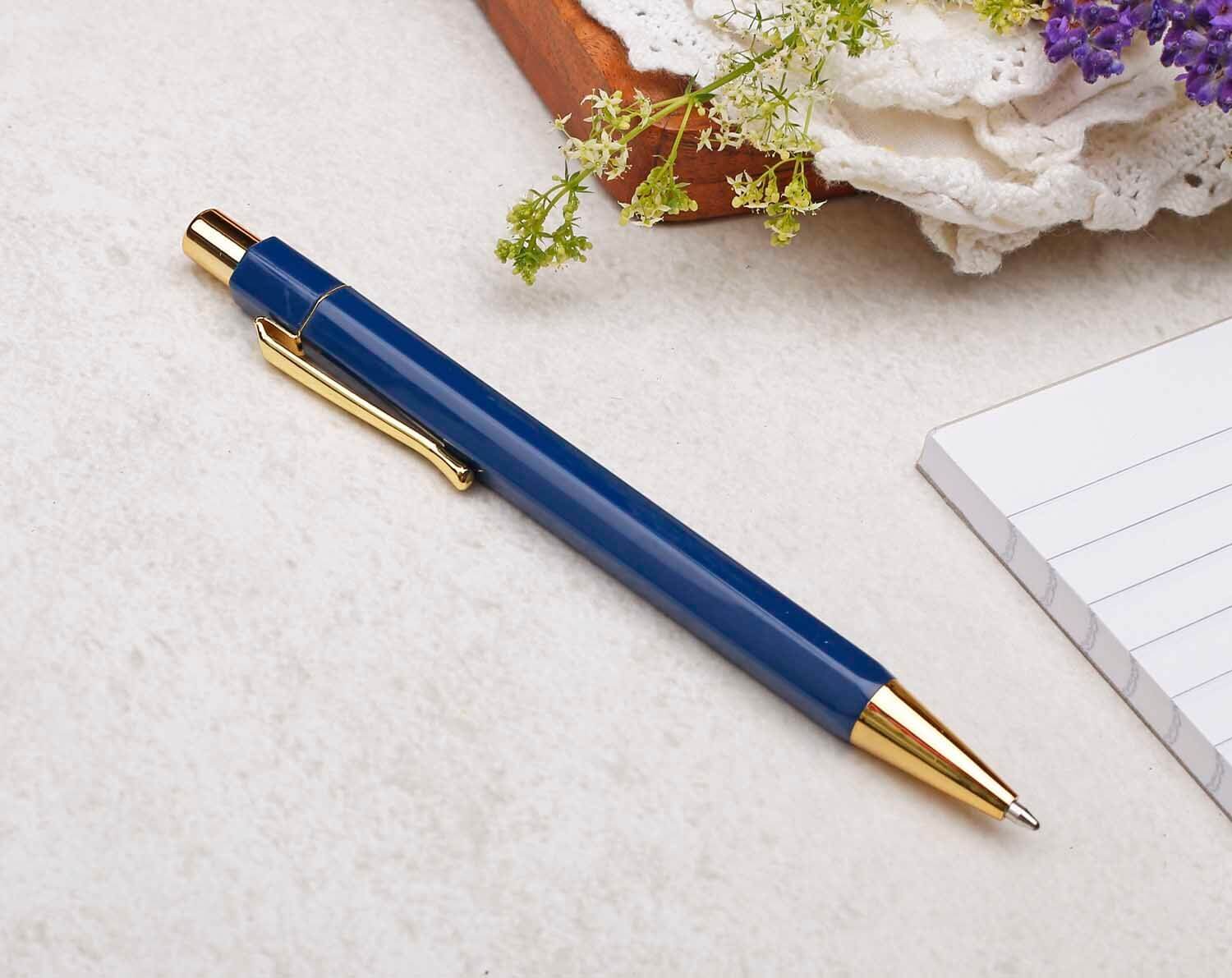 Navy Blue & Gold Ballpoint Pen. Pens designed by Making Meadows