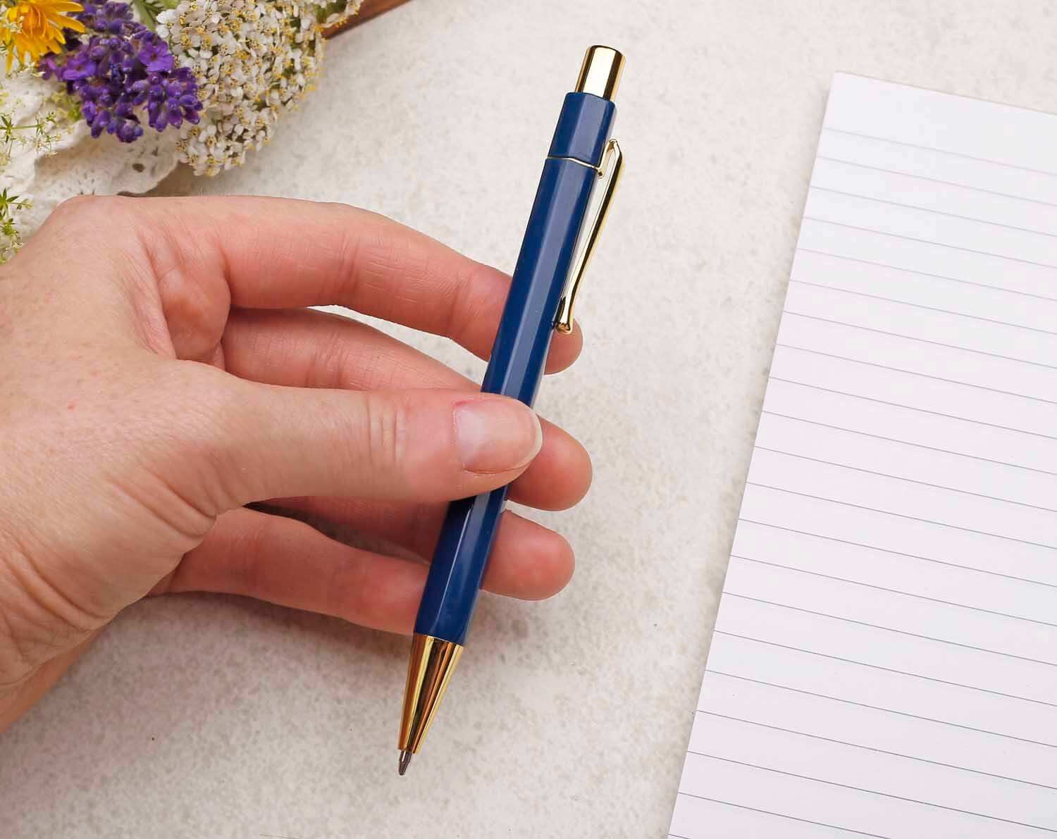 Navy Blue & Gold Ballpoint Pen. Pens designed by Making Meadows