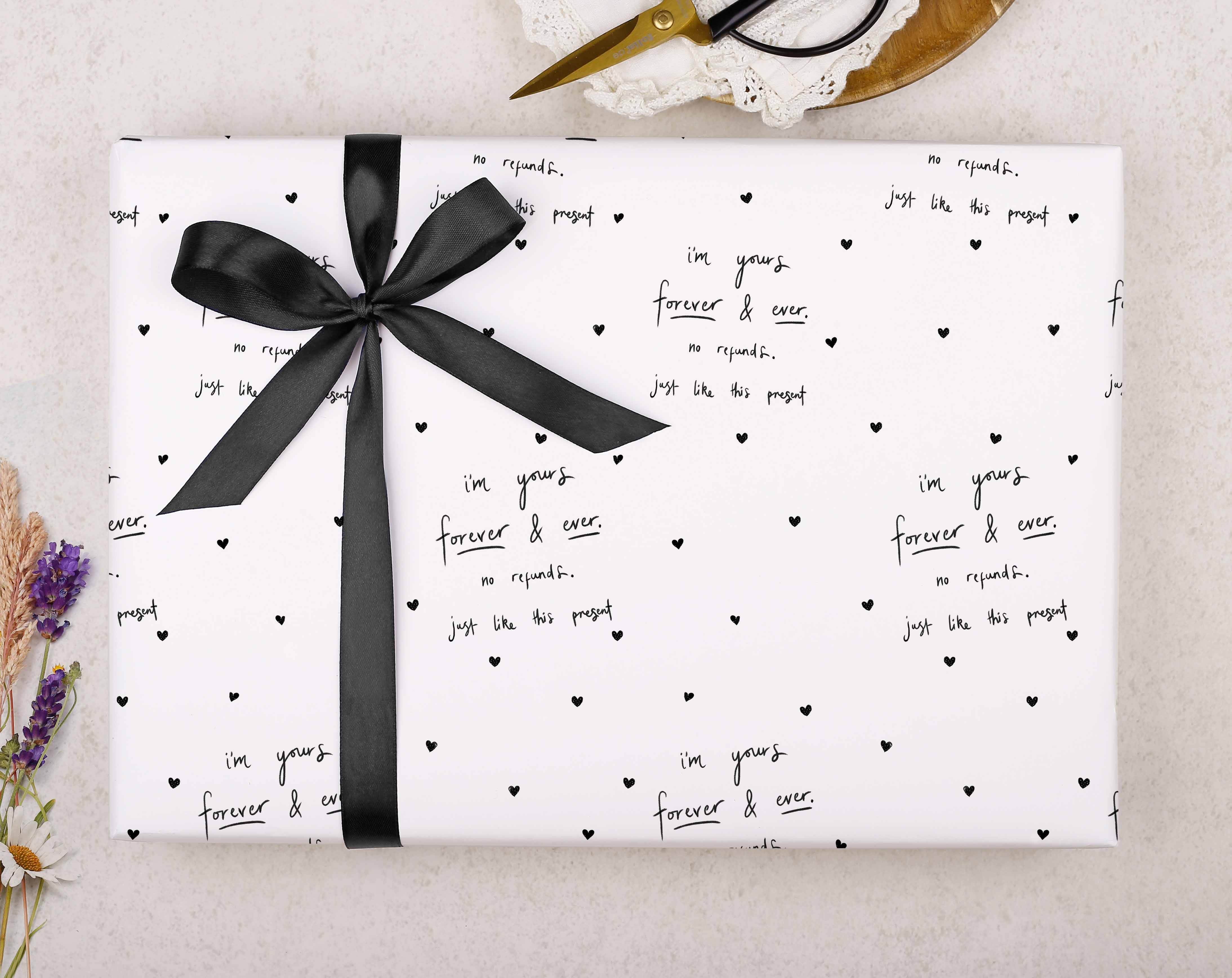 No Refunds Valentine Wrapping Paper. Wrapping Paper designed by Making Meadows