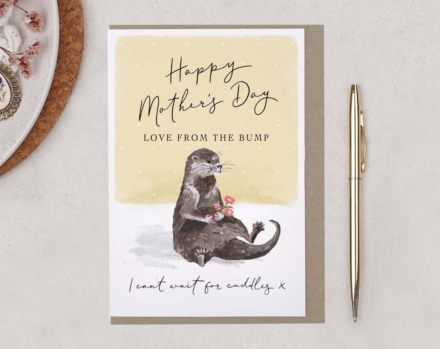 Otter, From The Bump Happy Mother's Day Card. Greeting & Note Cards designed by Making Meadows