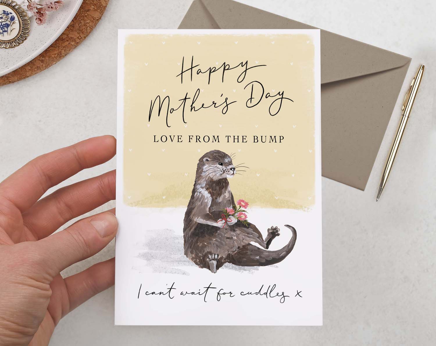 Otter, From The Bump Happy Mother's Day Card. Greeting & Note Cards designed by Making Meadows