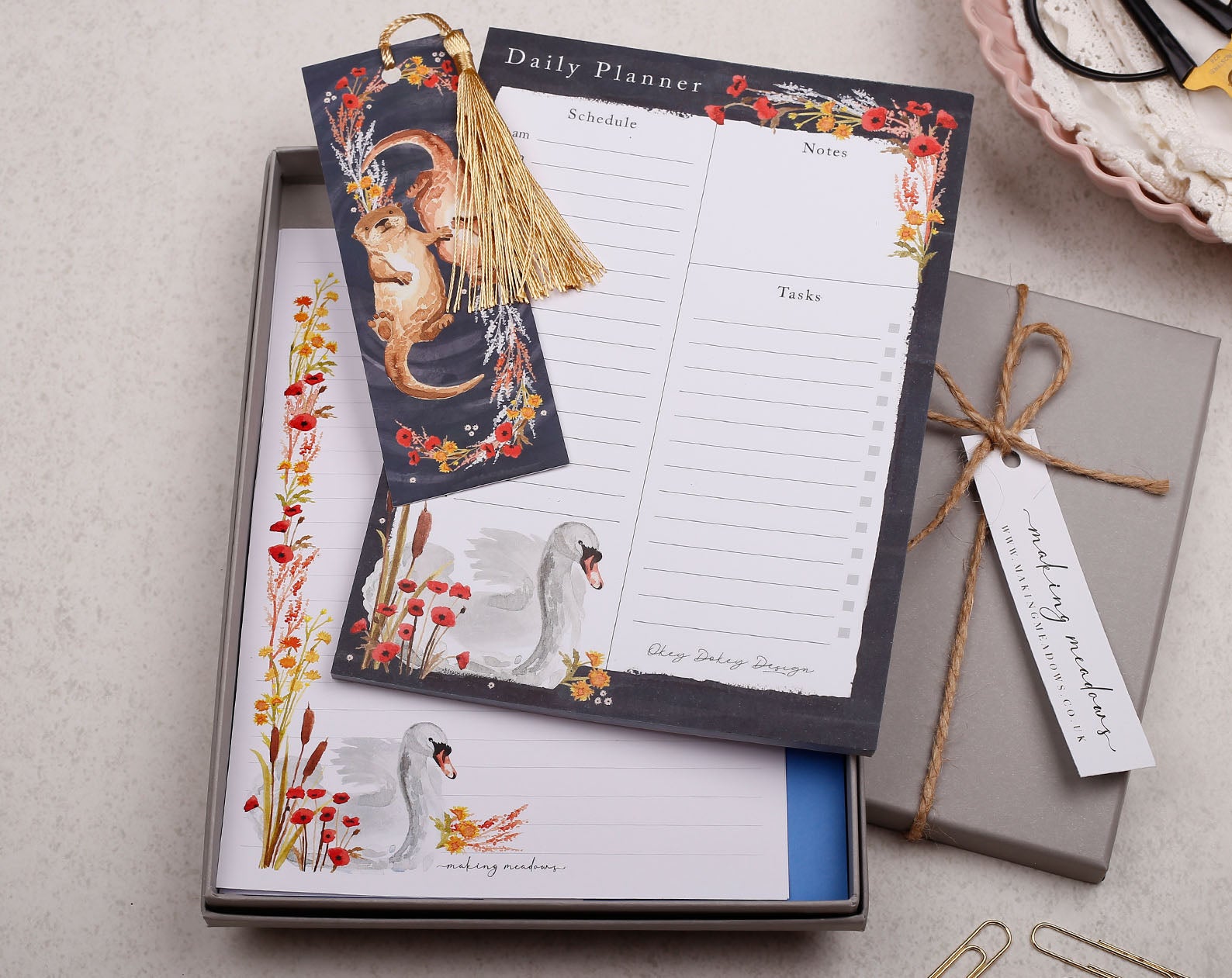 Otter Wildlife Stationery Box. Notebooks & Notepads designed by Making Meadows