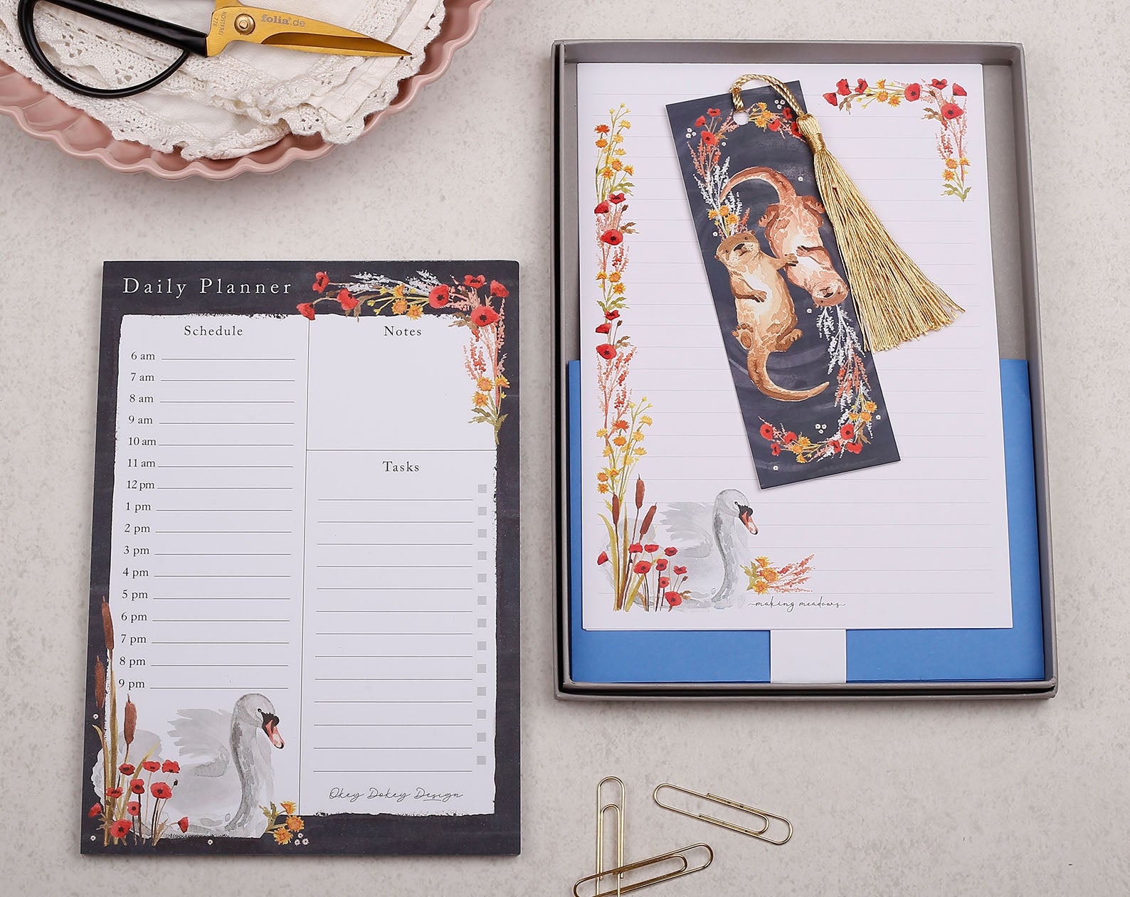 Otter Wildlife Stationery Box. Notebooks & Notepads designed by Making Meadows