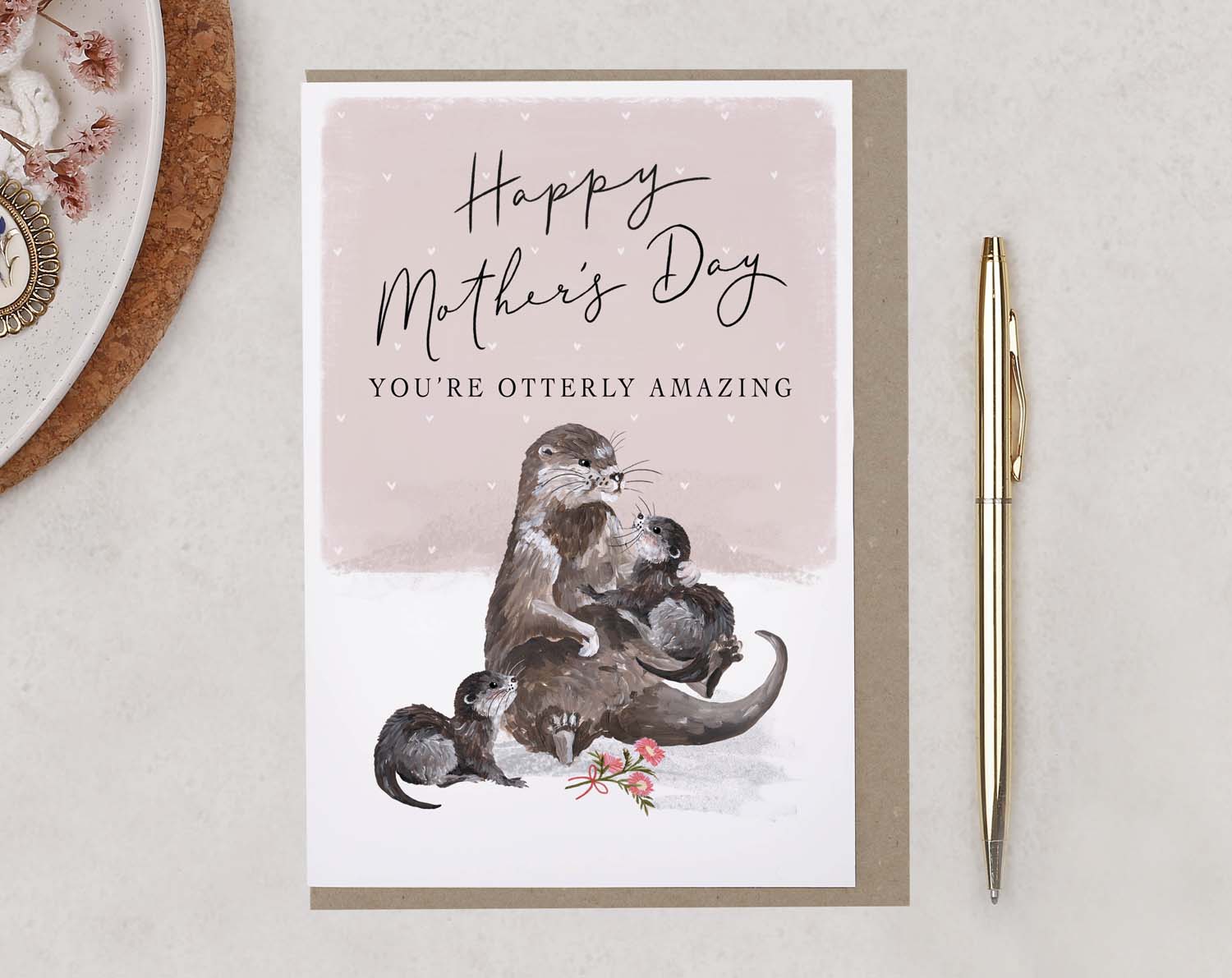 Otters Hugging Happy Mother's Day Card. Greeting & Note Cards designed by Making Meadows