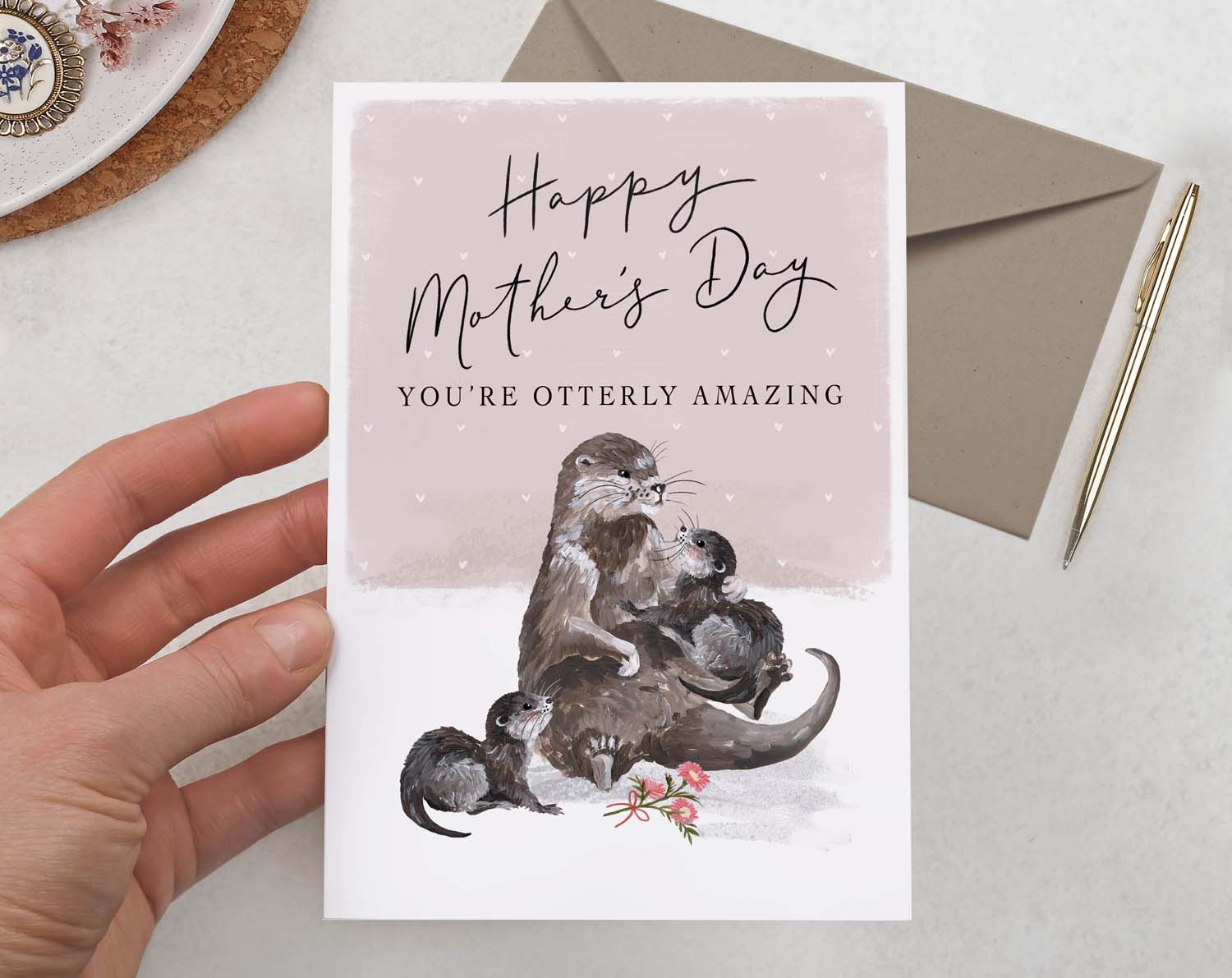 Otters Hugging Happy Mother's Day Card. Greeting & Note Cards designed by Making Meadows