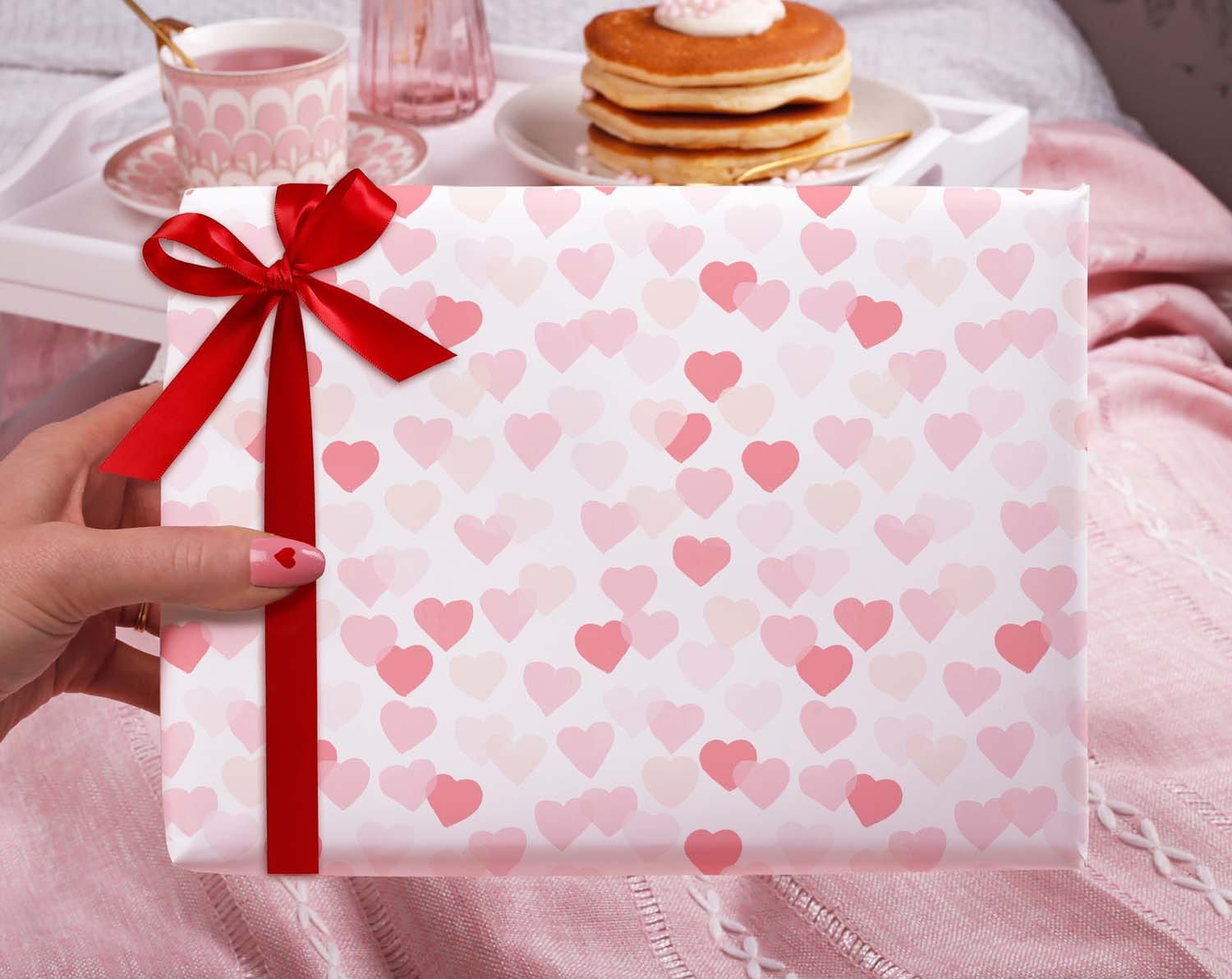 Pastel Pink Heart Wrapping Paper. Wrapping Paper designed by Making Meadows