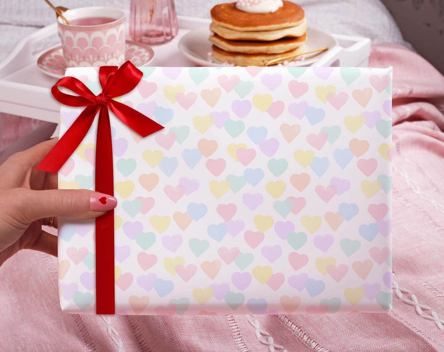Pastel Rainbow Heart Wrapping Paper. Wrapping Paper designed by Making Meadows