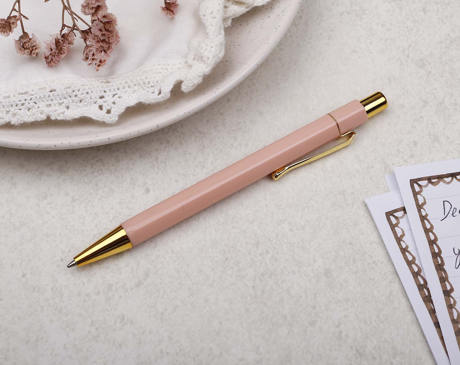 Peach & Gold Ballpoint Pen. Pens designed by Making Meadows