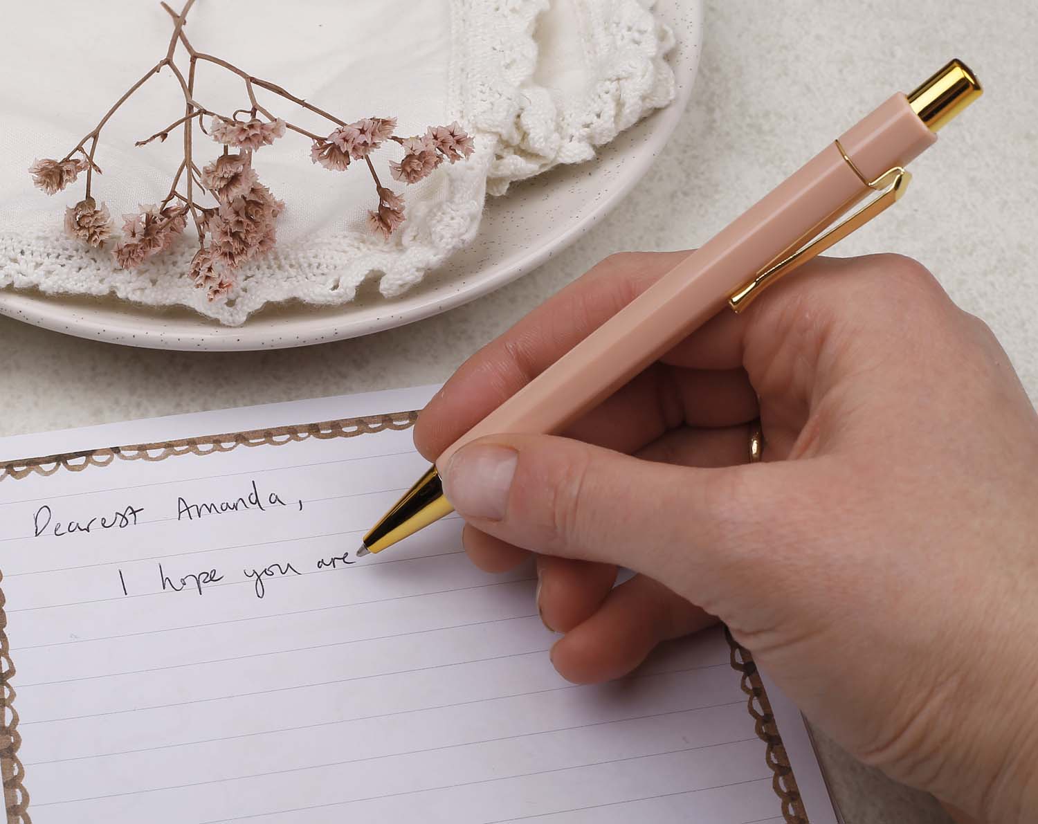 Peach & Gold Ballpoint Pen. Pens designed by Making Meadows