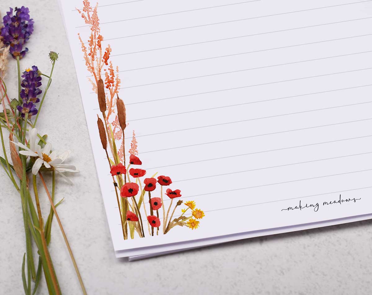Personalised A4 Writing Paper With Autumn Border. Stationery designed by Making Meadows