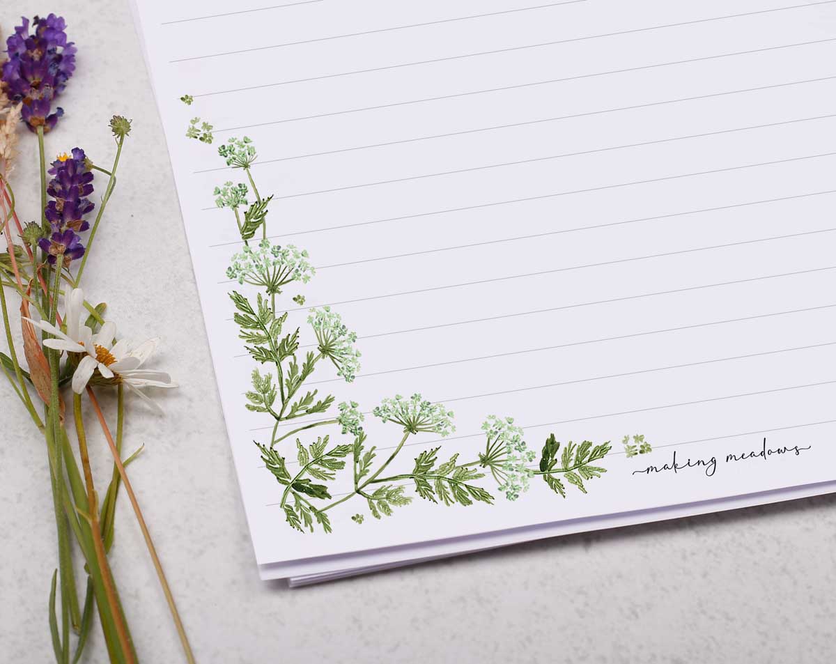 Personalised A4 Writing Paper With Botanical Leaf. Stationery designed by Making Meadows