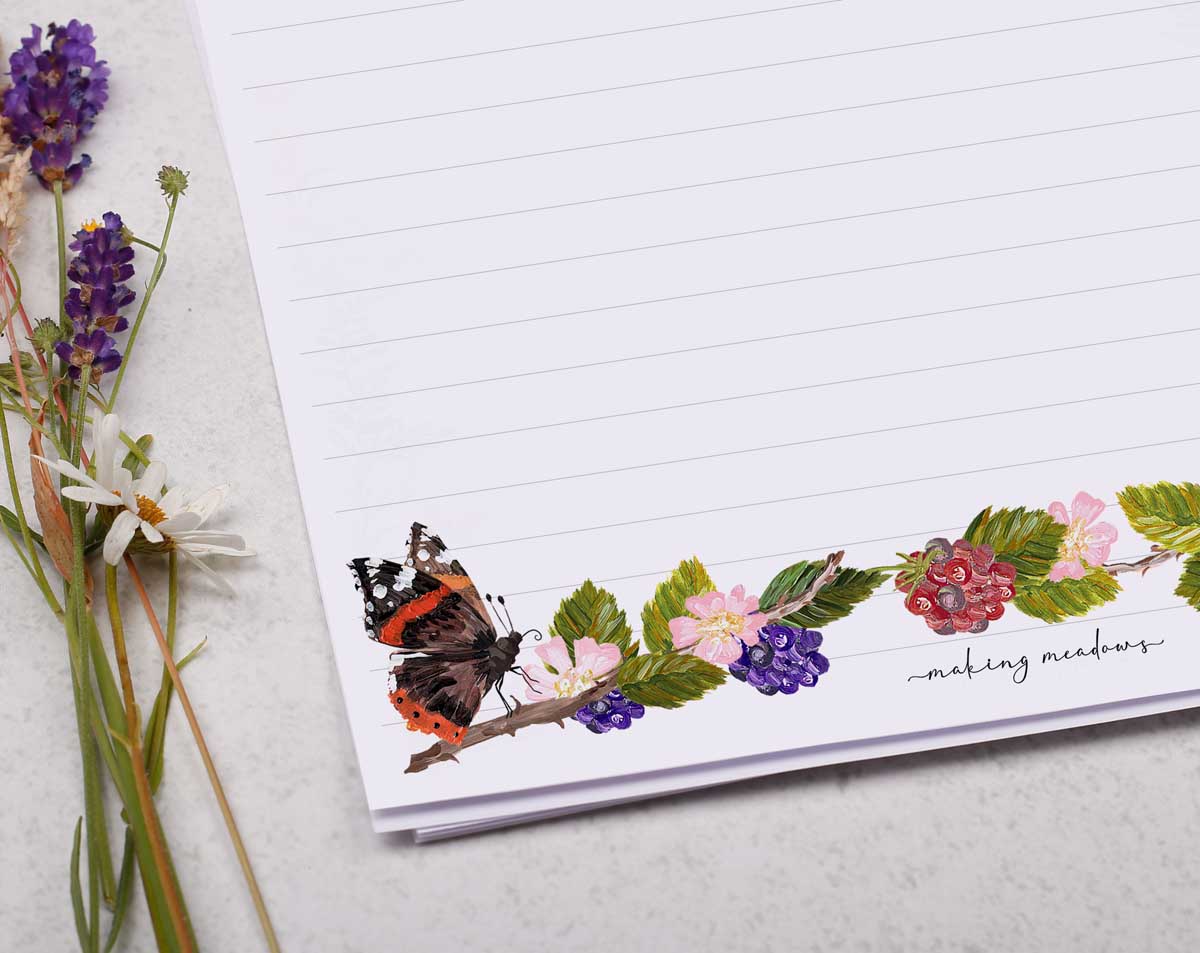 Personalised A4 Writing Paper With Butterflies. Stationery designed by Making Meadows
