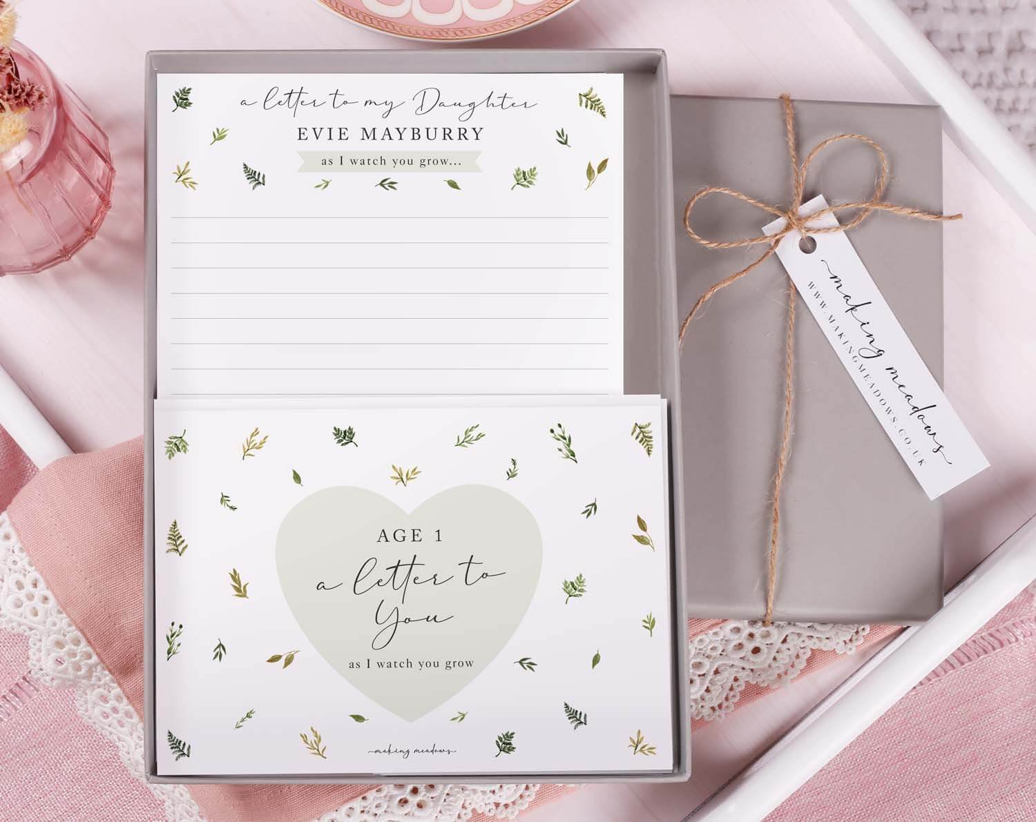 Personalised Botanical Letter To My Daughter As I Watch You Grow. Stationery designed by Making Meadows