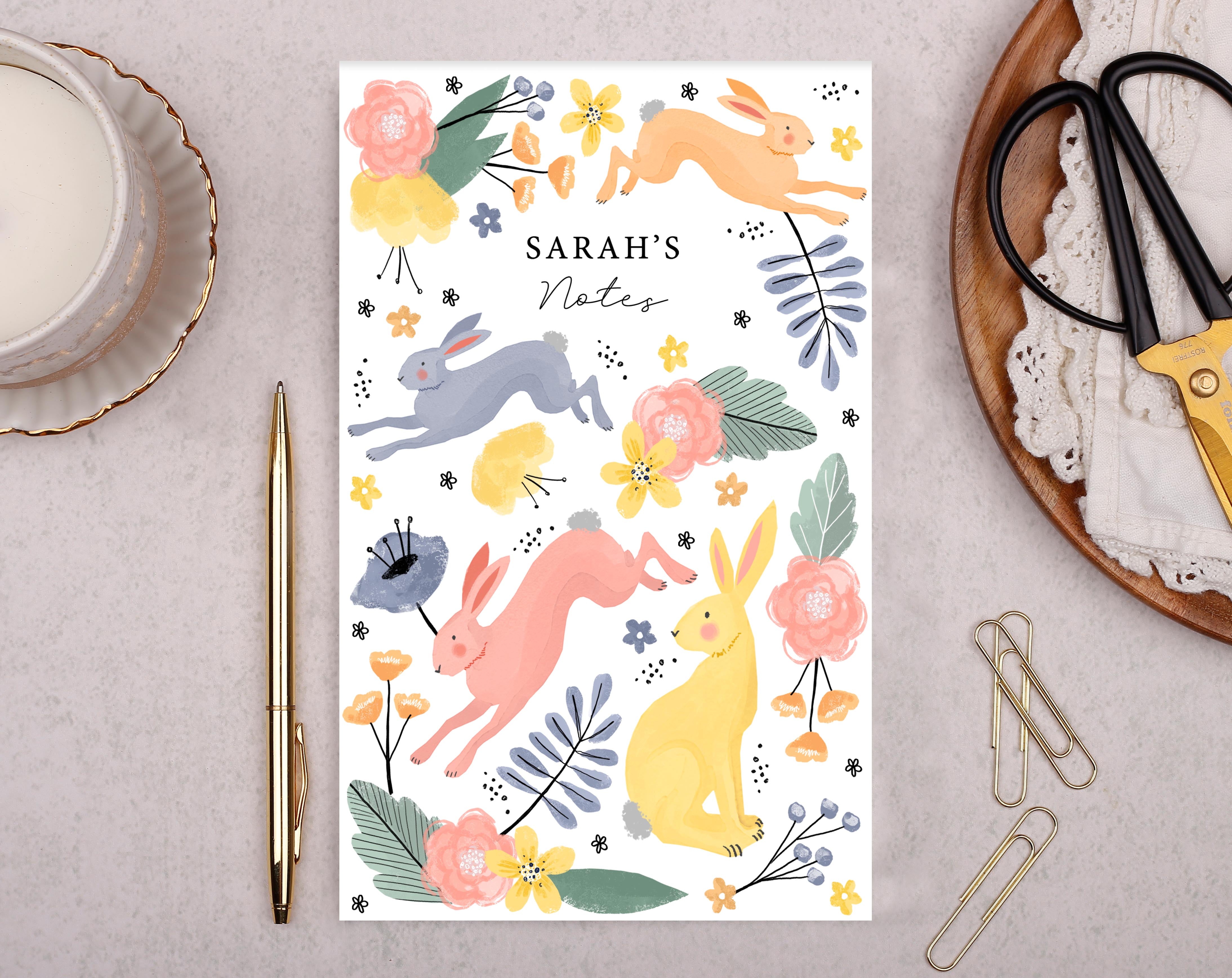 Personalised Bunny Notebook. Notebooks & Notepads designed by Making Meadows