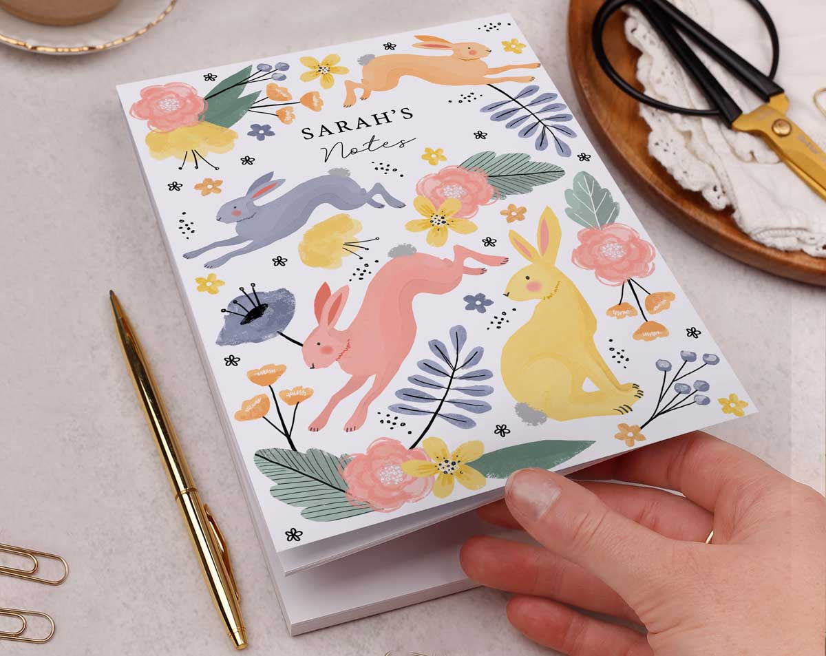 Personalised Bunny Notebook. Notebooks & Notepads designed by Making Meadows