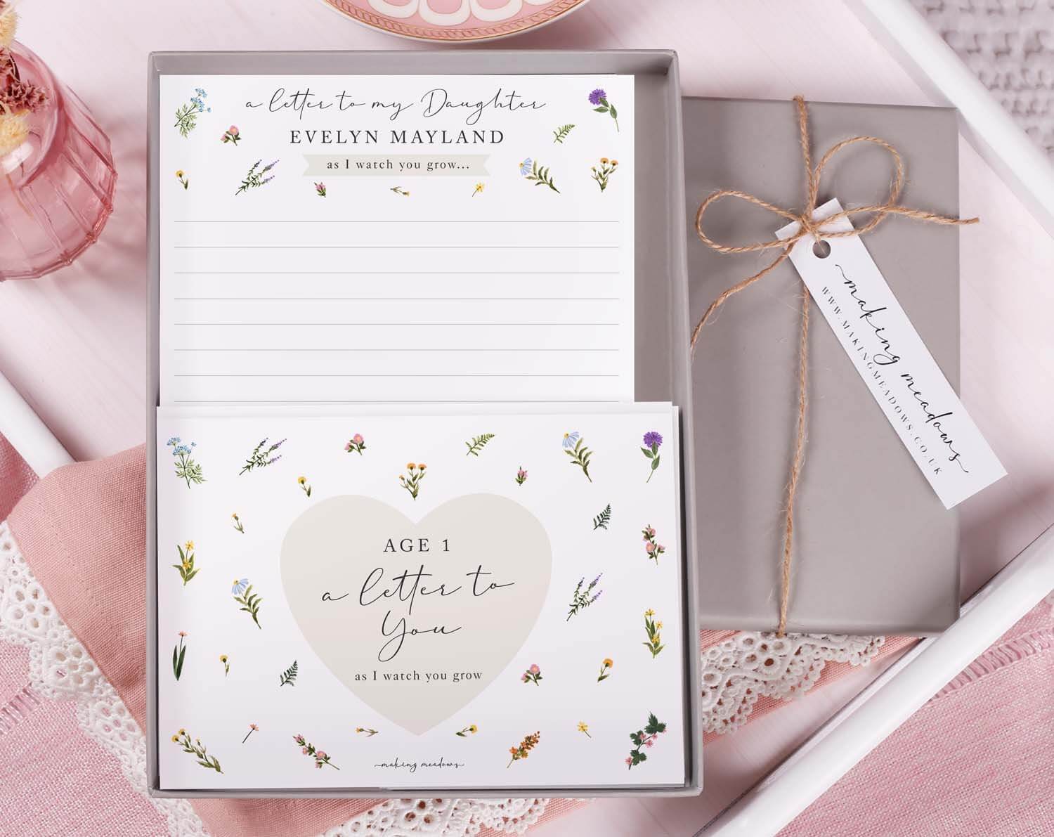Personalised Floral Letter To My Daughter As I Watch You Grow. Stationery designed by Making Meadows