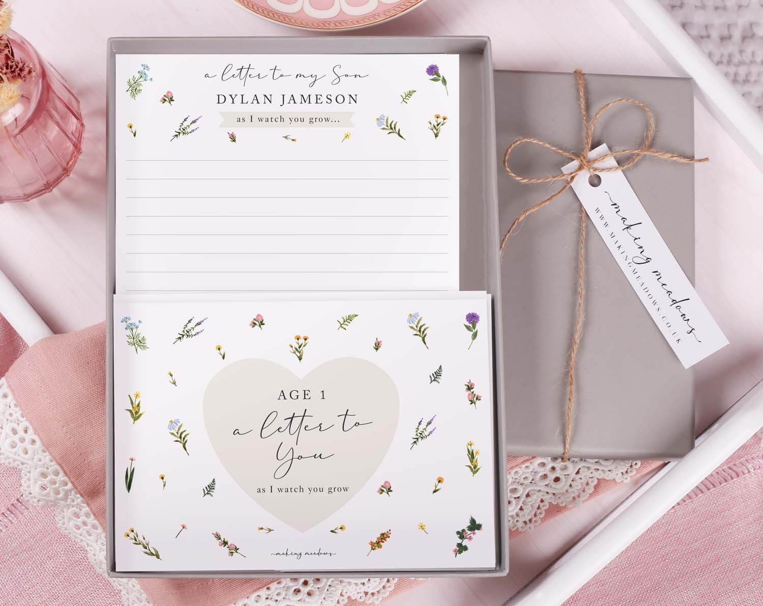 Personalised Floral Letter To My Son As I Watch You Grow. Stationery designed by Making Meadows
