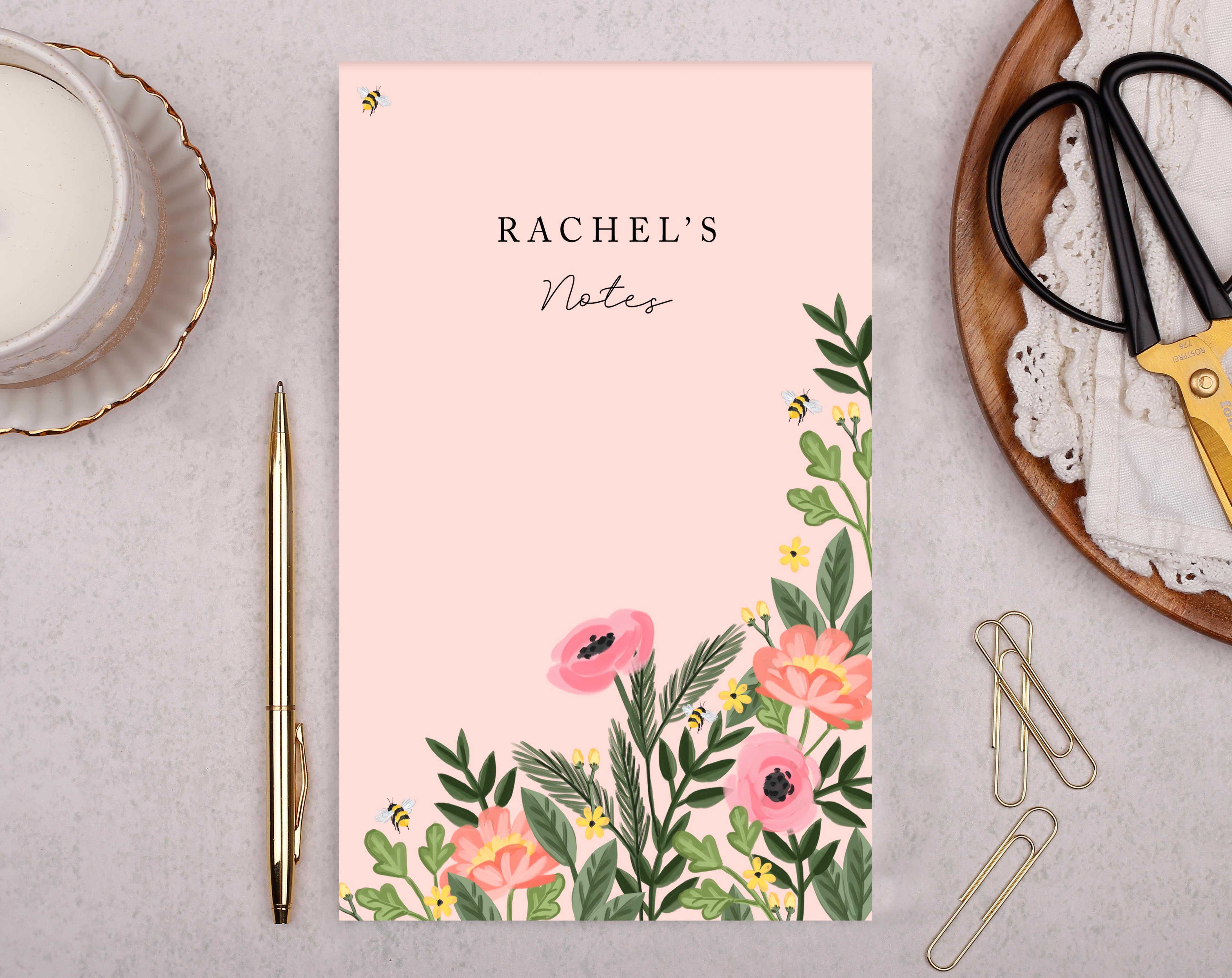 Personalised Floral Notebook. Notebooks & Notepads designed by Making Meadows