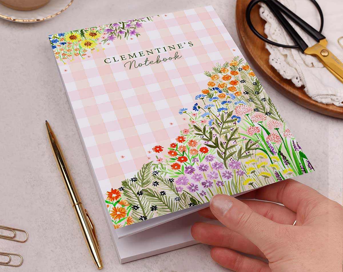 Personalised Gingham Notebook. Notebooks & Notepads designed by Making Meadows